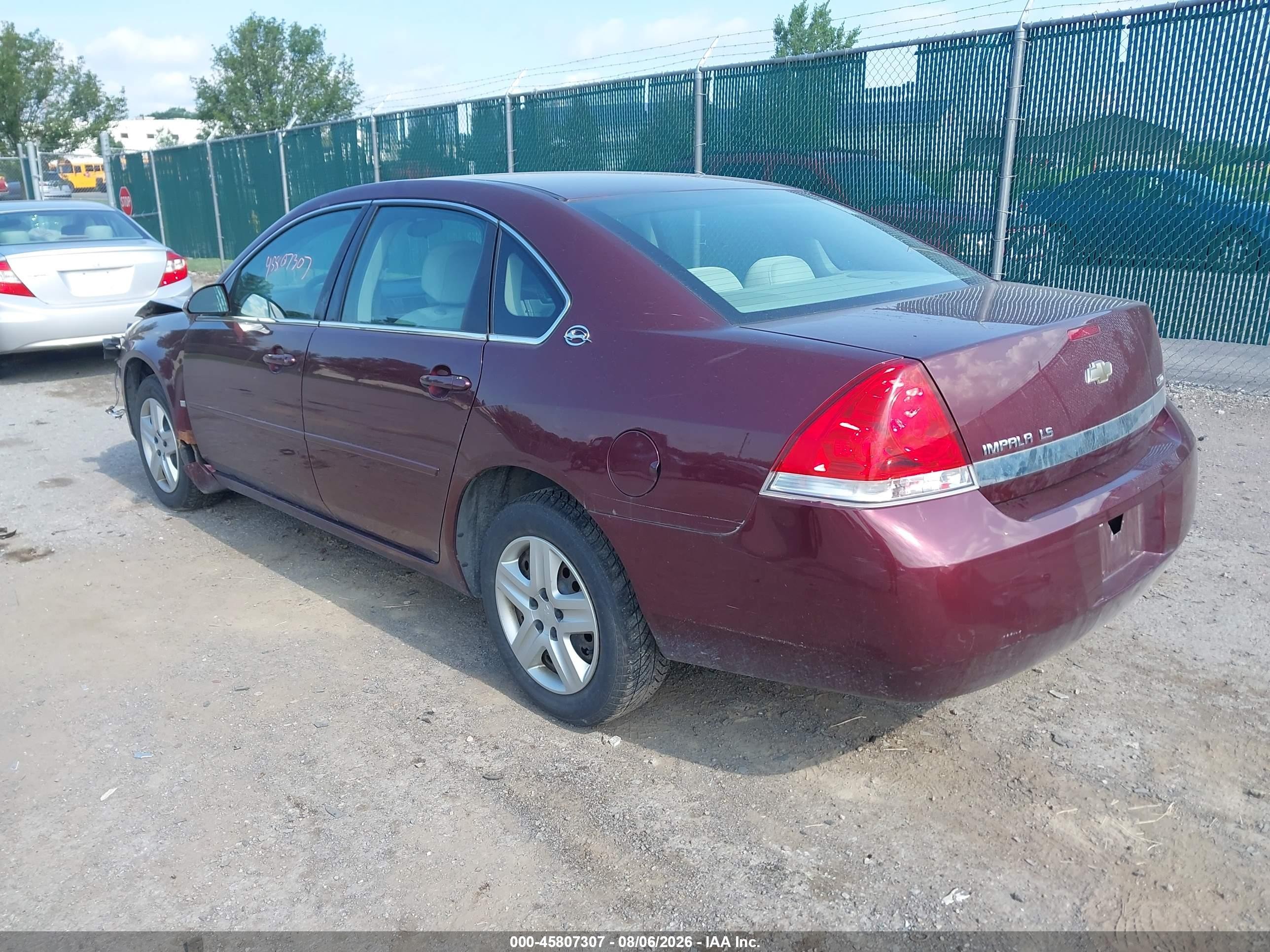 2007 Chevrolet Impala Ls Red vin: 2G1WB58K579325243