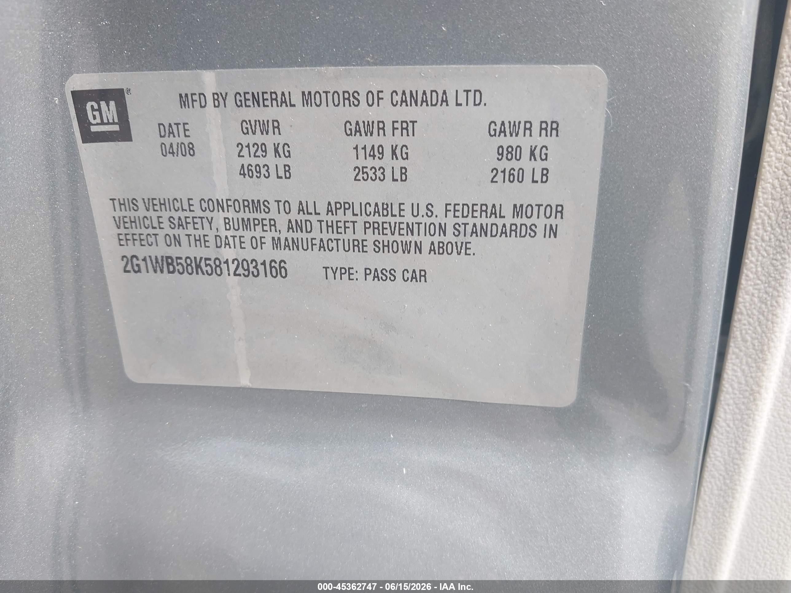 2008 Chevrolet Impala Ls Gray vin: 2G1WB58K581293166
