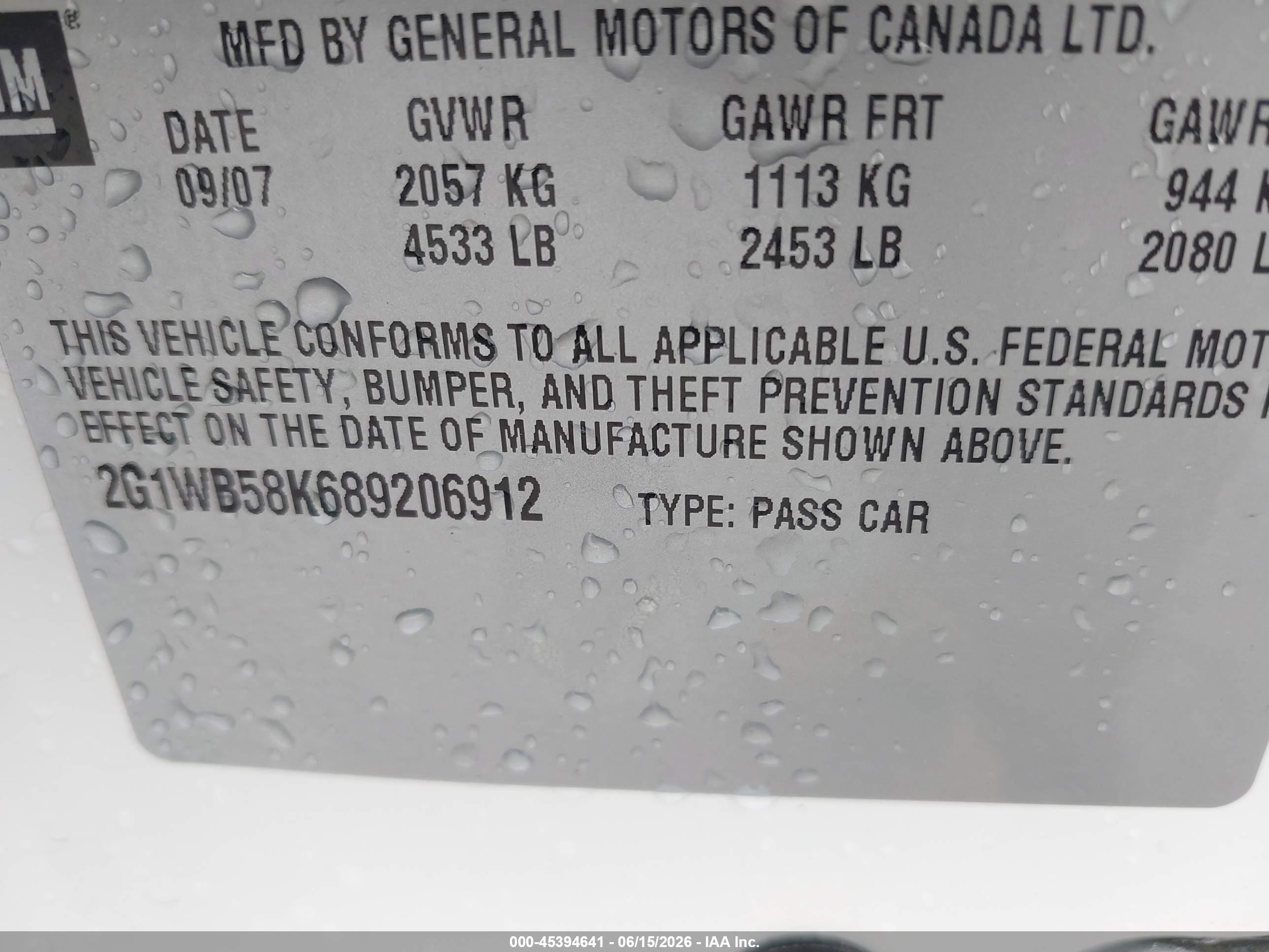 2008 Chevrolet Impala Ls White vin: 2G1WB58K689206912