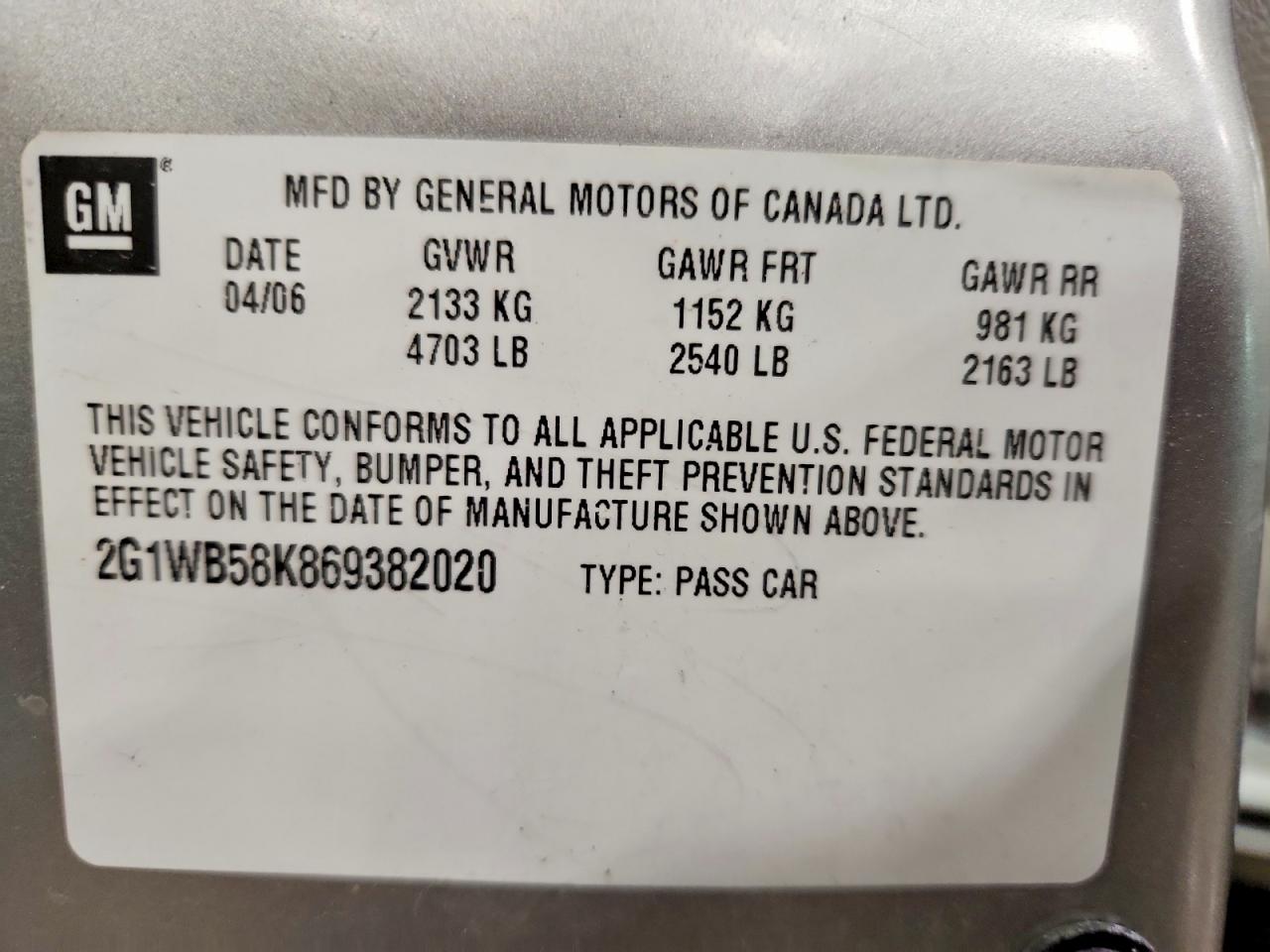 2006 Chevrolet Impala Ls Silver vin: 2G1WB58K869382020