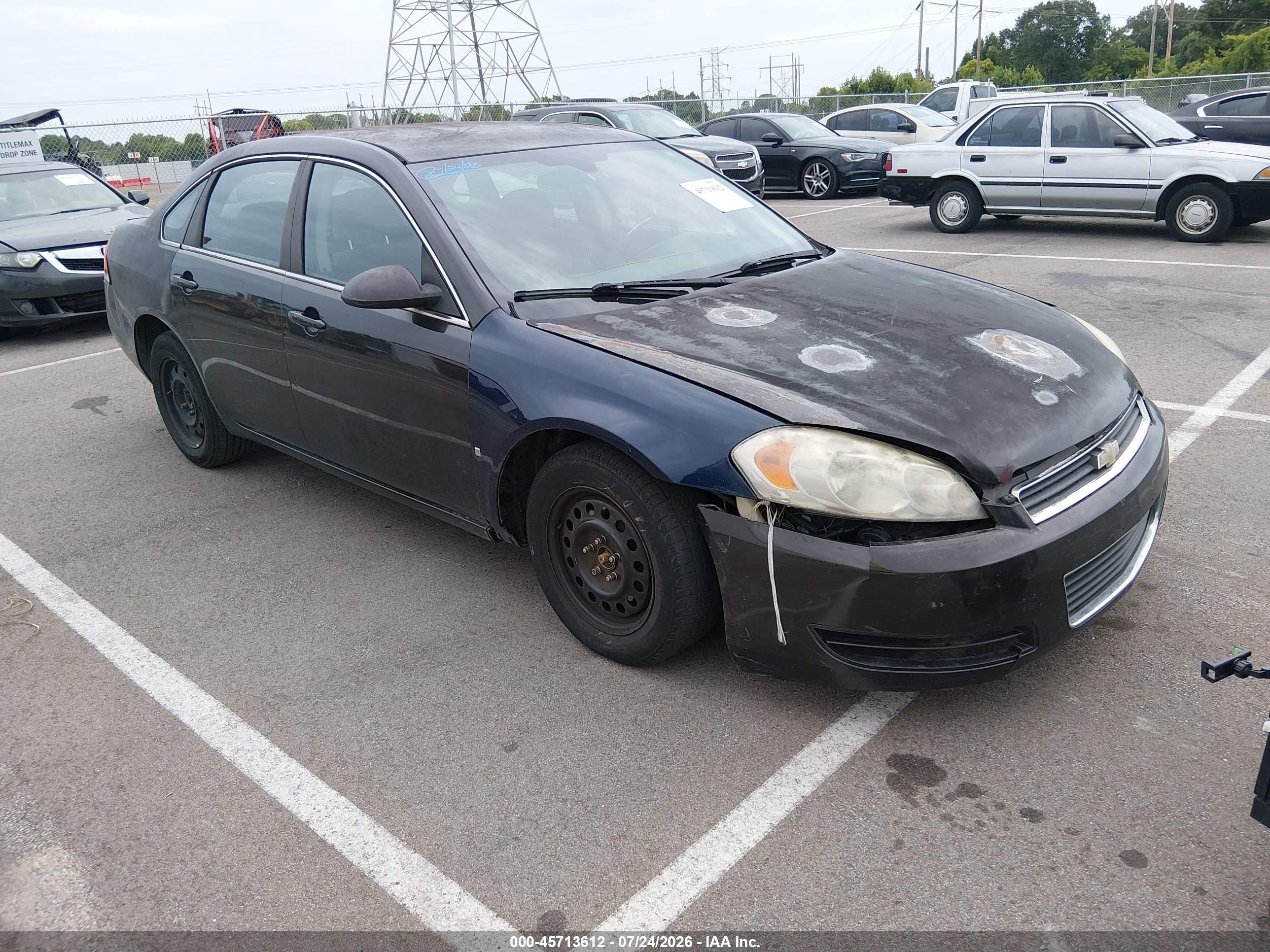 2008 Chevrolet Impala Ls Black vin: 2G1WB58K981223265