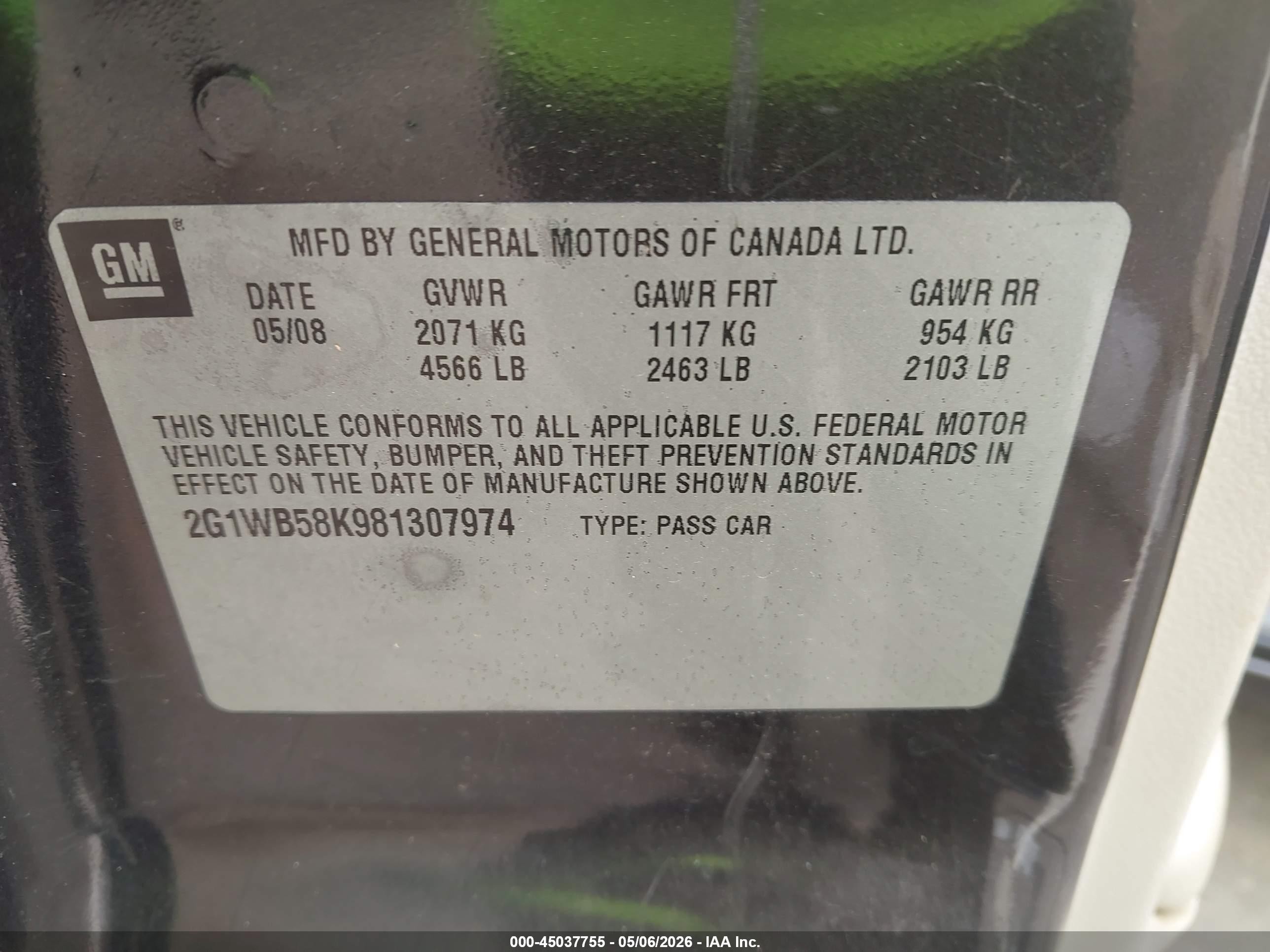 2008 Chevrolet Impala Ls Black vin: 2G1WB58K981307974