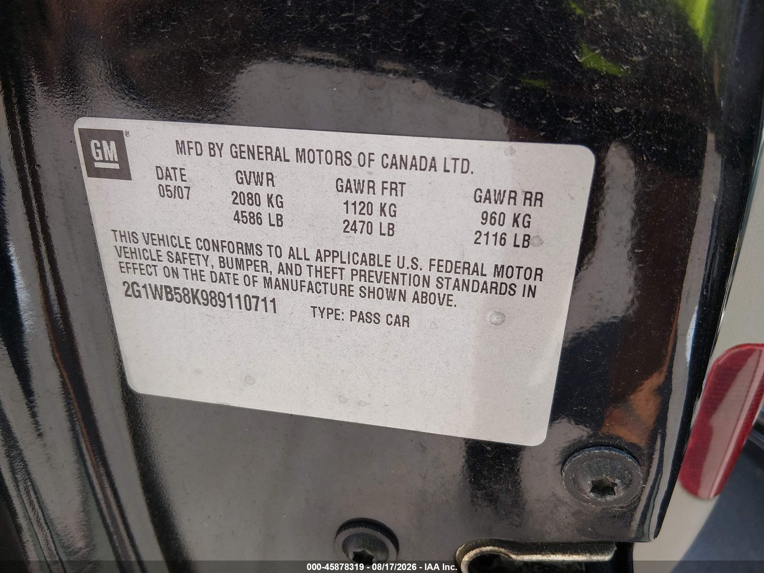 2008 Chevrolet Impala Ls Black vin: 2G1WB58K989110711
