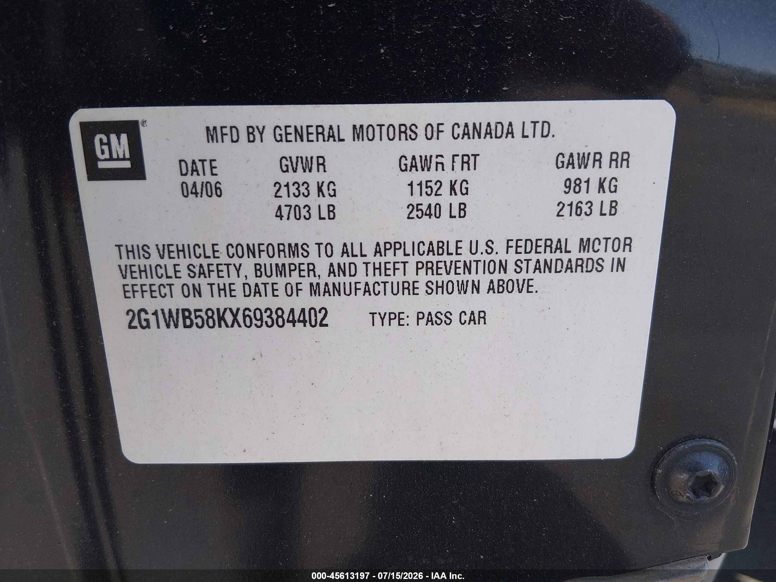 2006 Chevrolet Impala Ls Black vin: 2G1WB58KX69384402