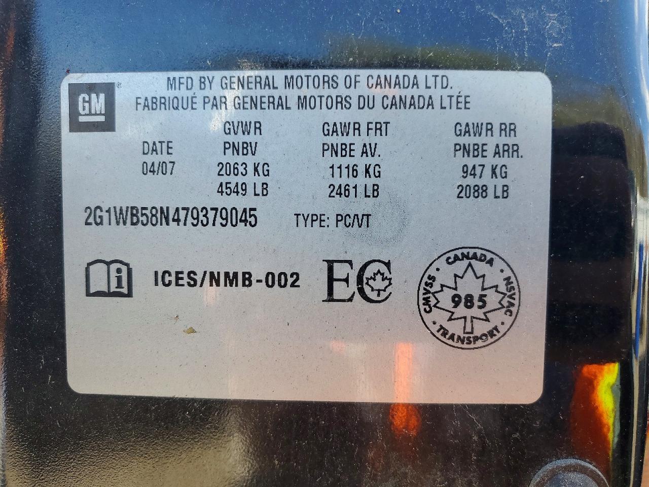2007 Chevrolet Impala Ls Black vin: 2G1WB58N479379045