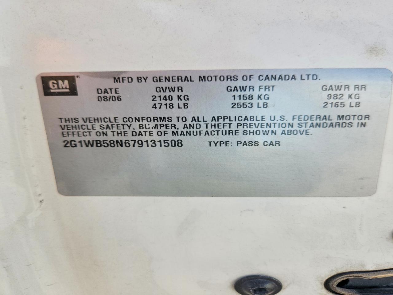 2007 Chevrolet Impala Ls White vin: 2G1WB58N679131508
