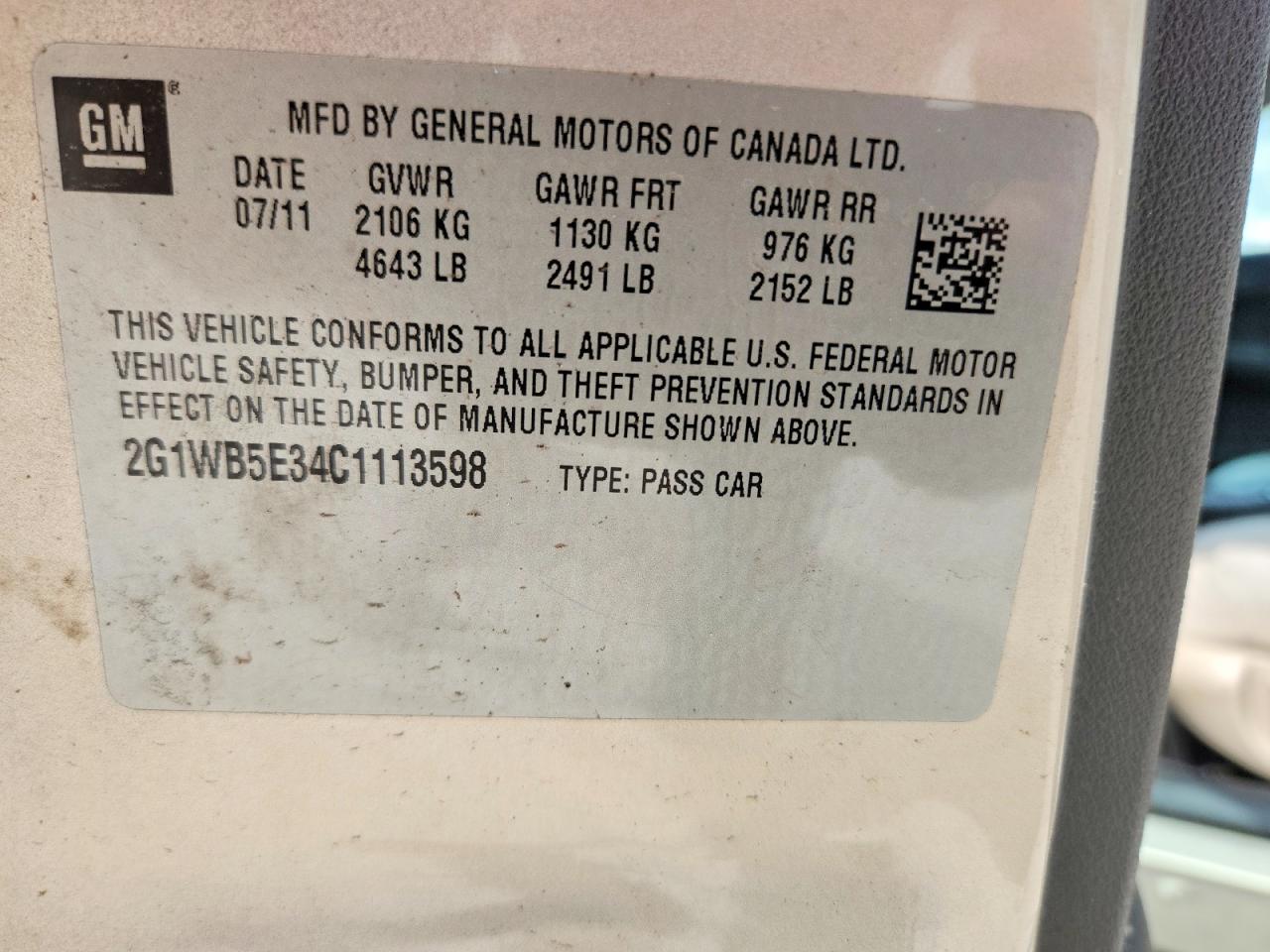 2012 Chevrolet Impala Lt Gold vin: 2G1WB5E34C1113598