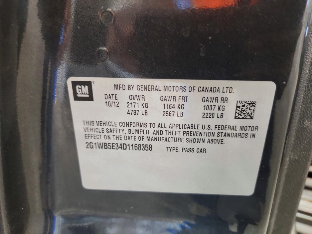 2013 Chevrolet Impala Lt Gray vin: 2G1WB5E34D1168358