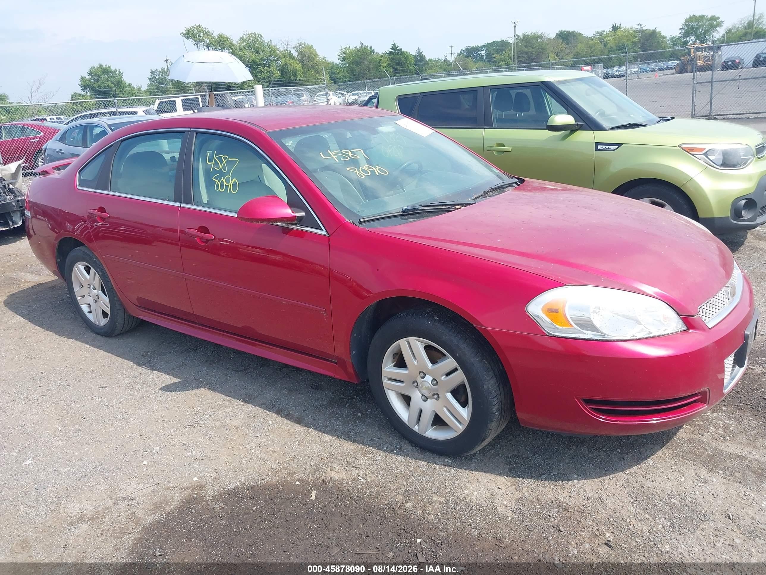 2012 Chevrolet Impala Lt Red vin: 2G1WB5E35C1265793
