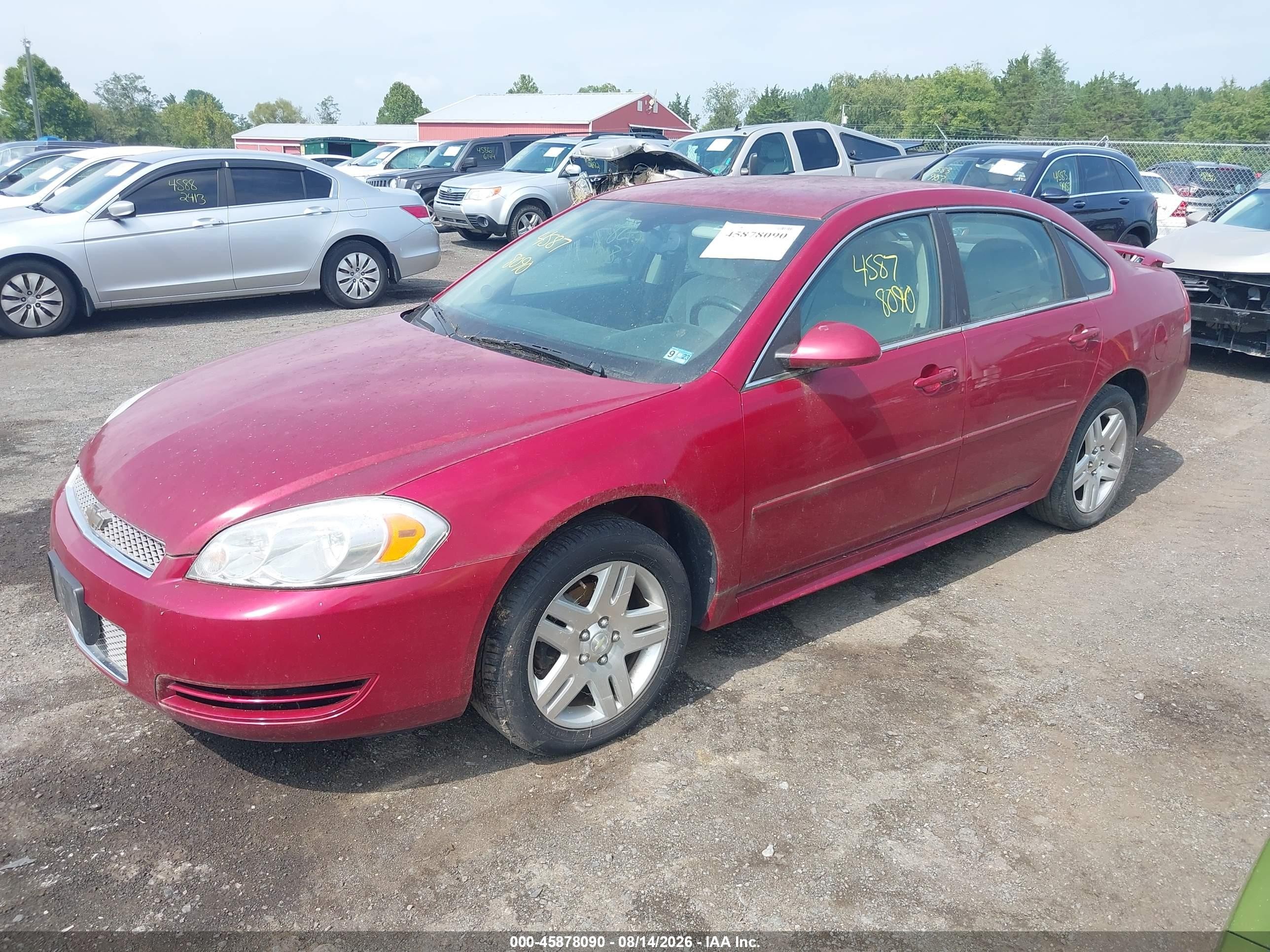 2012 Chevrolet Impala Lt Red vin: 2G1WB5E35C1265793
