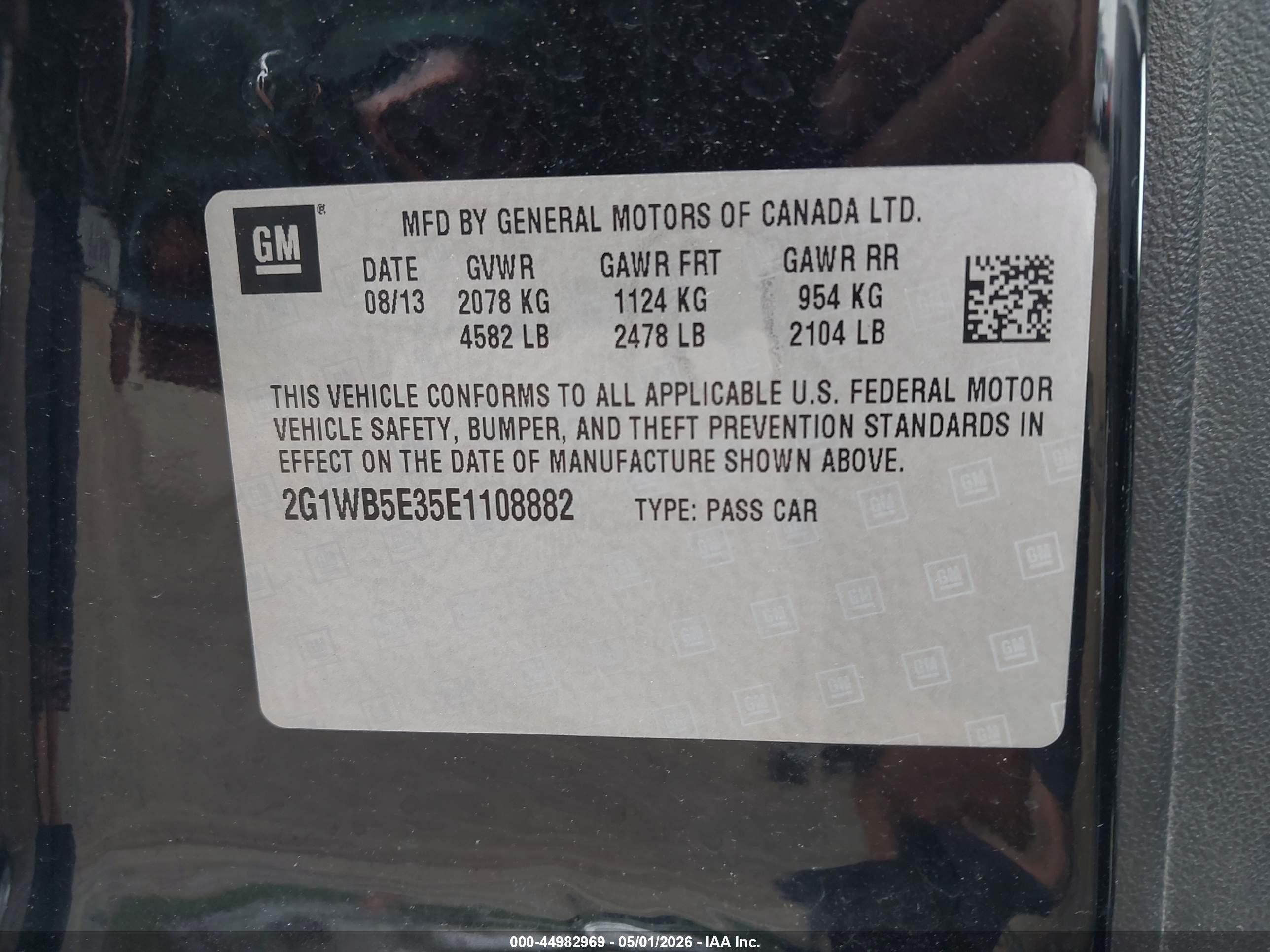 2014 Chevrolet Impala Limited Lt Black vin: 2G1WB5E35E1108882