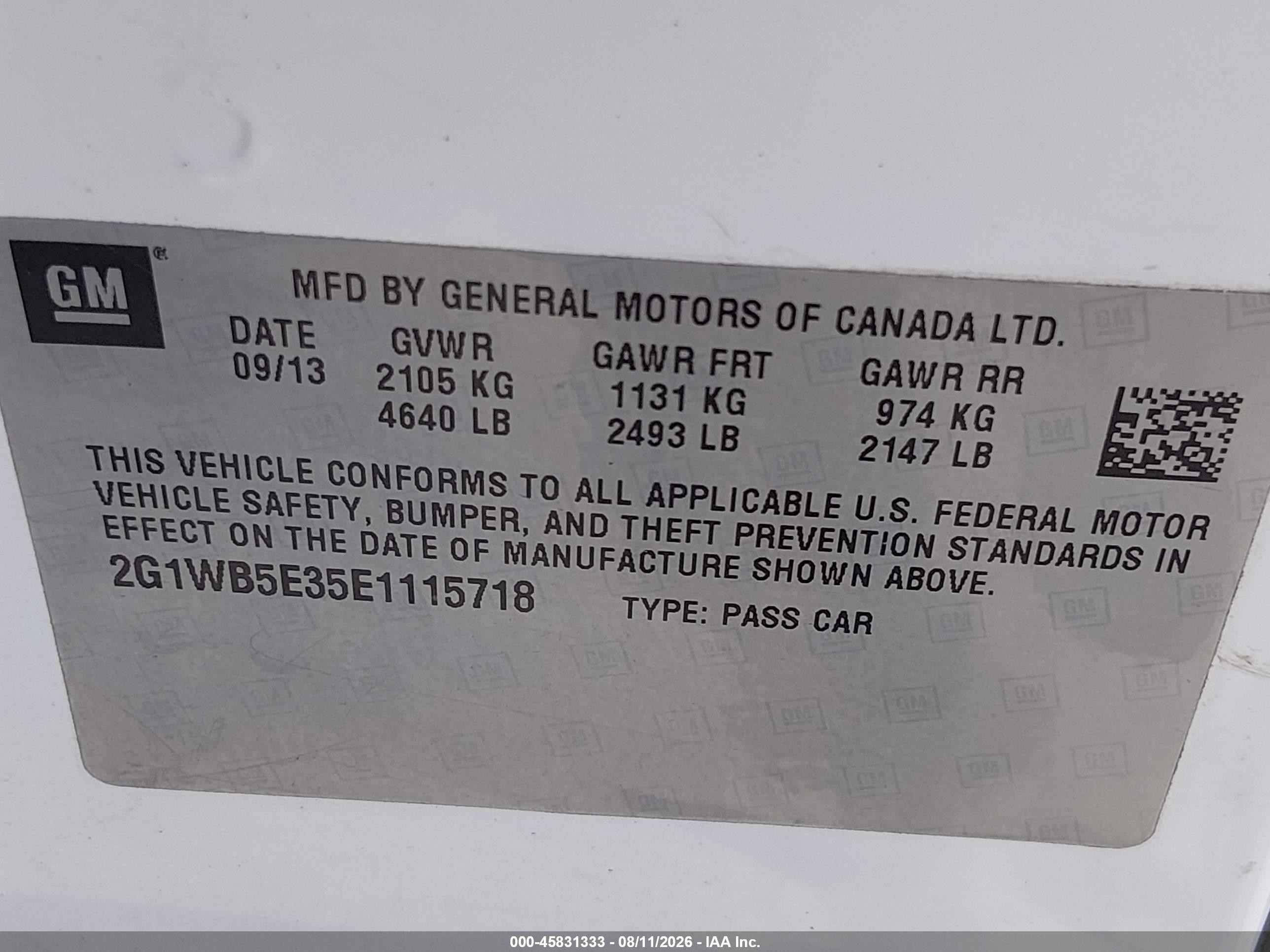 2014 Chevrolet Impala Limited Lt White vin: 2G1WB5E35E1115718