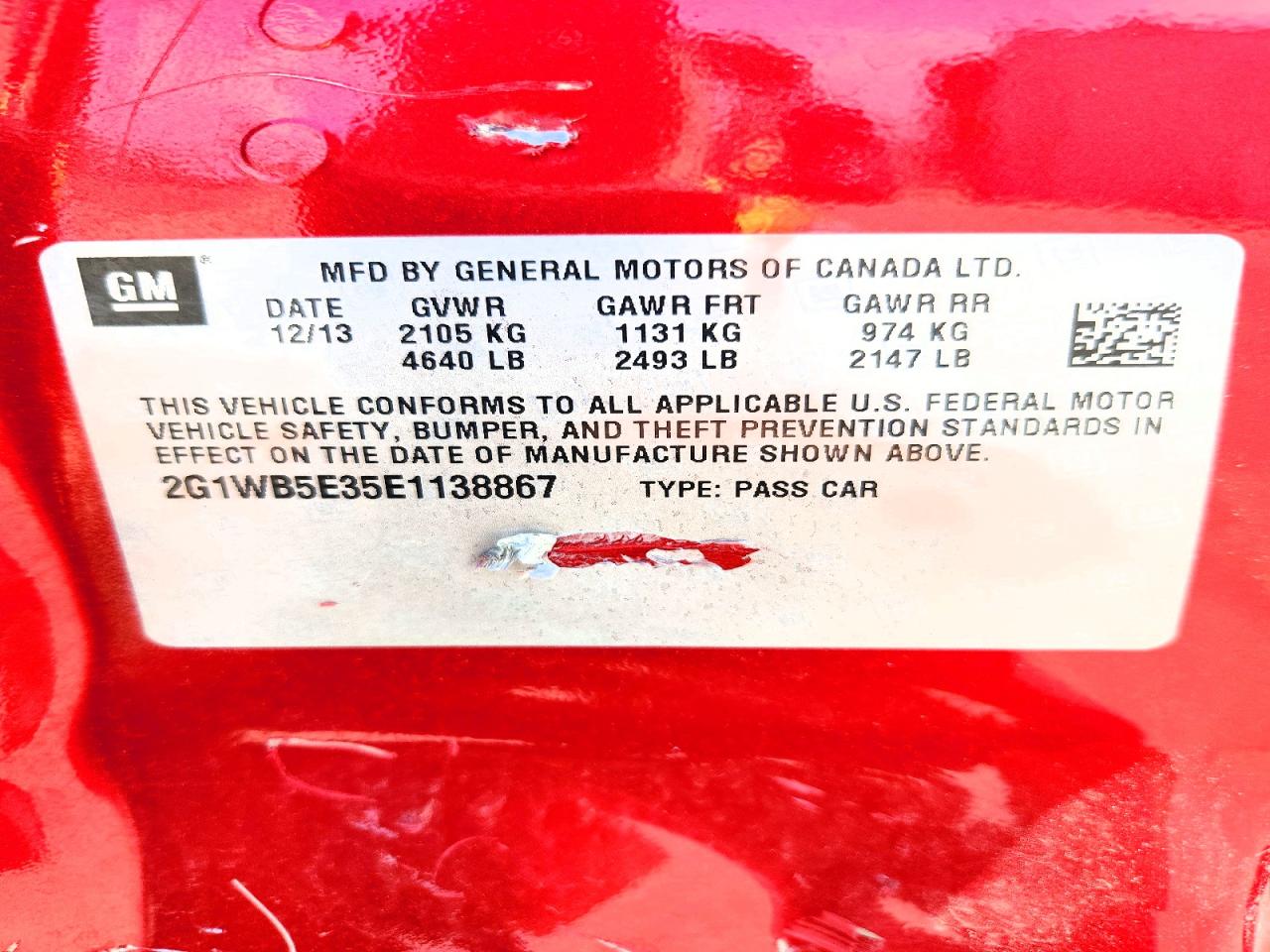 2014 Chevrolet Impala Limited Lt Red vin: 2G1WB5E35E1138867