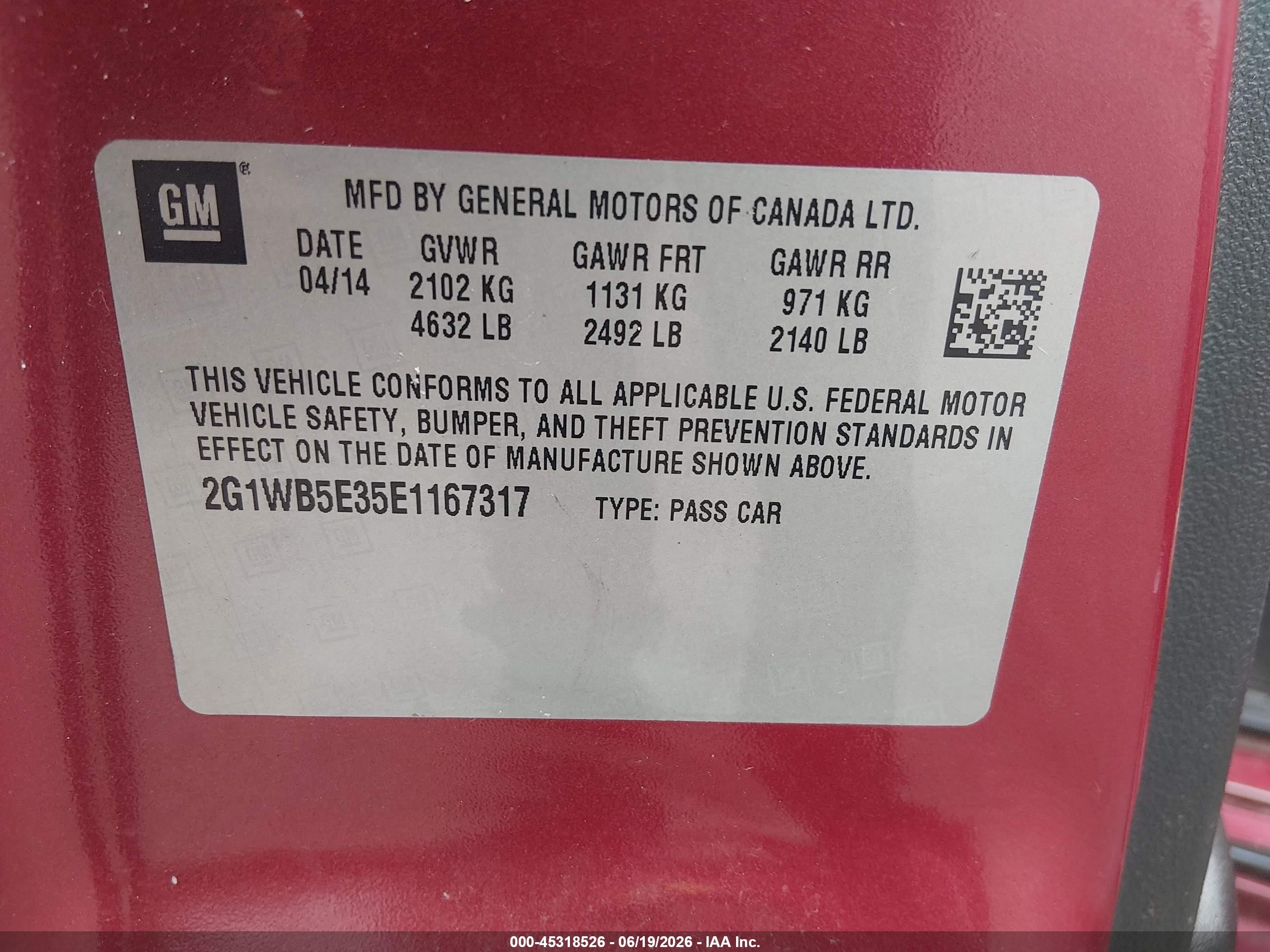 2014 Chevrolet Impala Limited Lt Красный vin: 2G1WB5E35E1167317