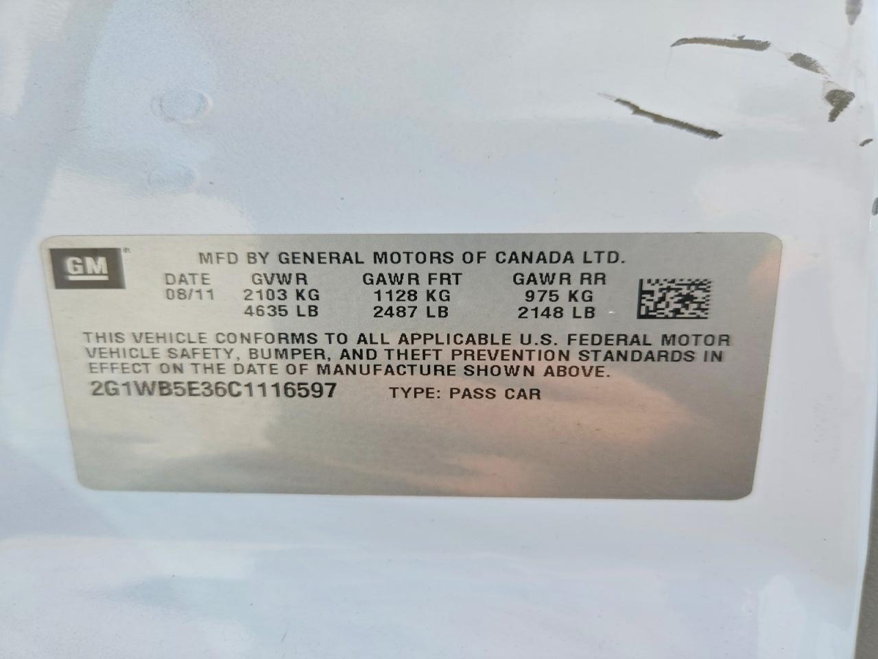 2012 Chevrolet Impala Lt Белый vin: 2G1WB5E36C1116597