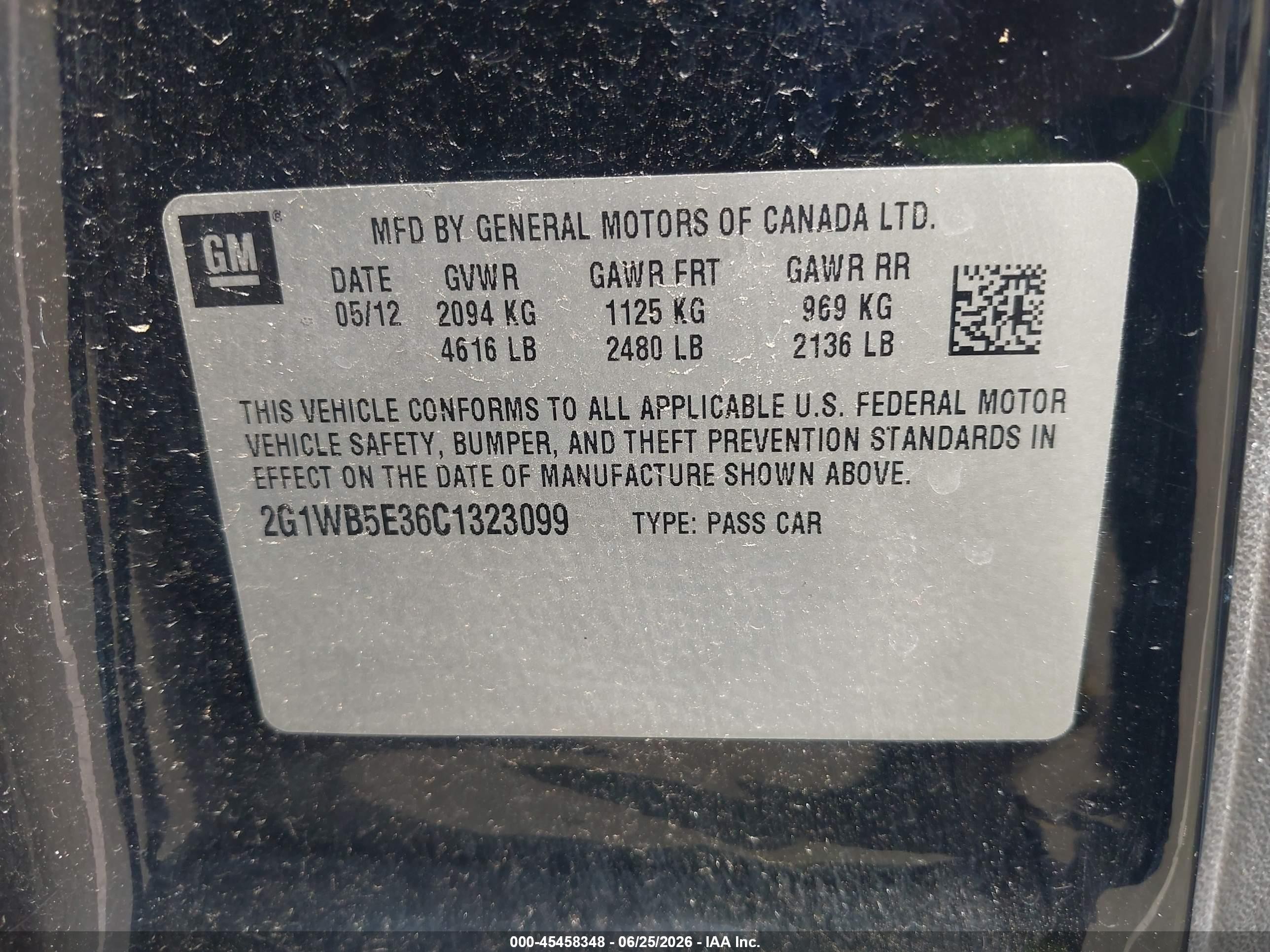 2012 Chevrolet Impala Lt Black vin: 2G1WB5E36C1323099