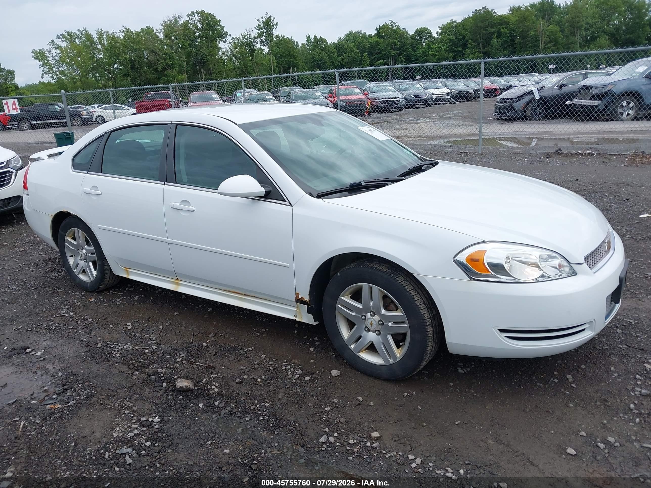 2012 Chevrolet Impala Lt White vin: 2G1WB5E38C1112499