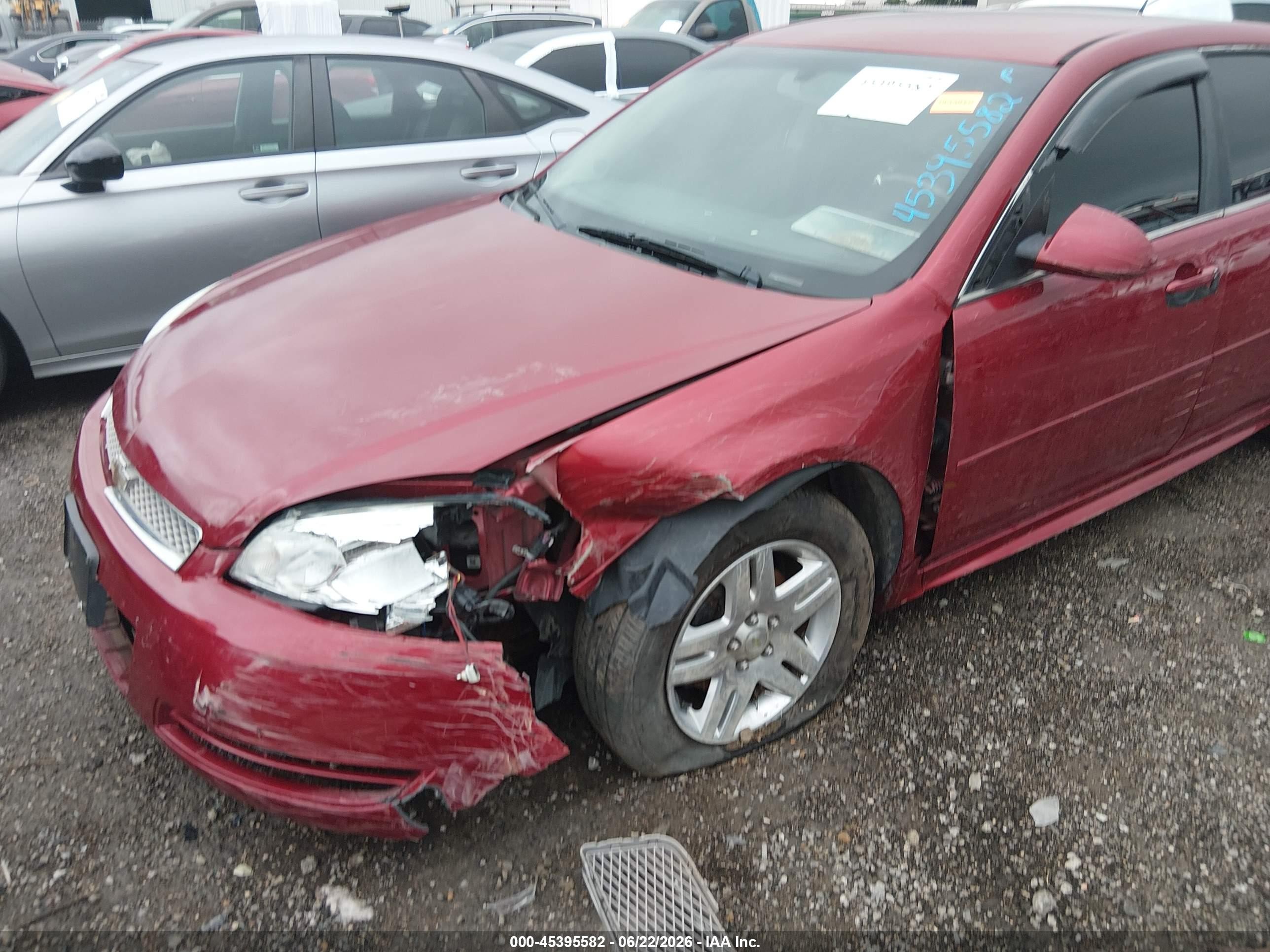 2013 Chevrolet Impala Lt Red vin: 2G1WB5E38D1161784