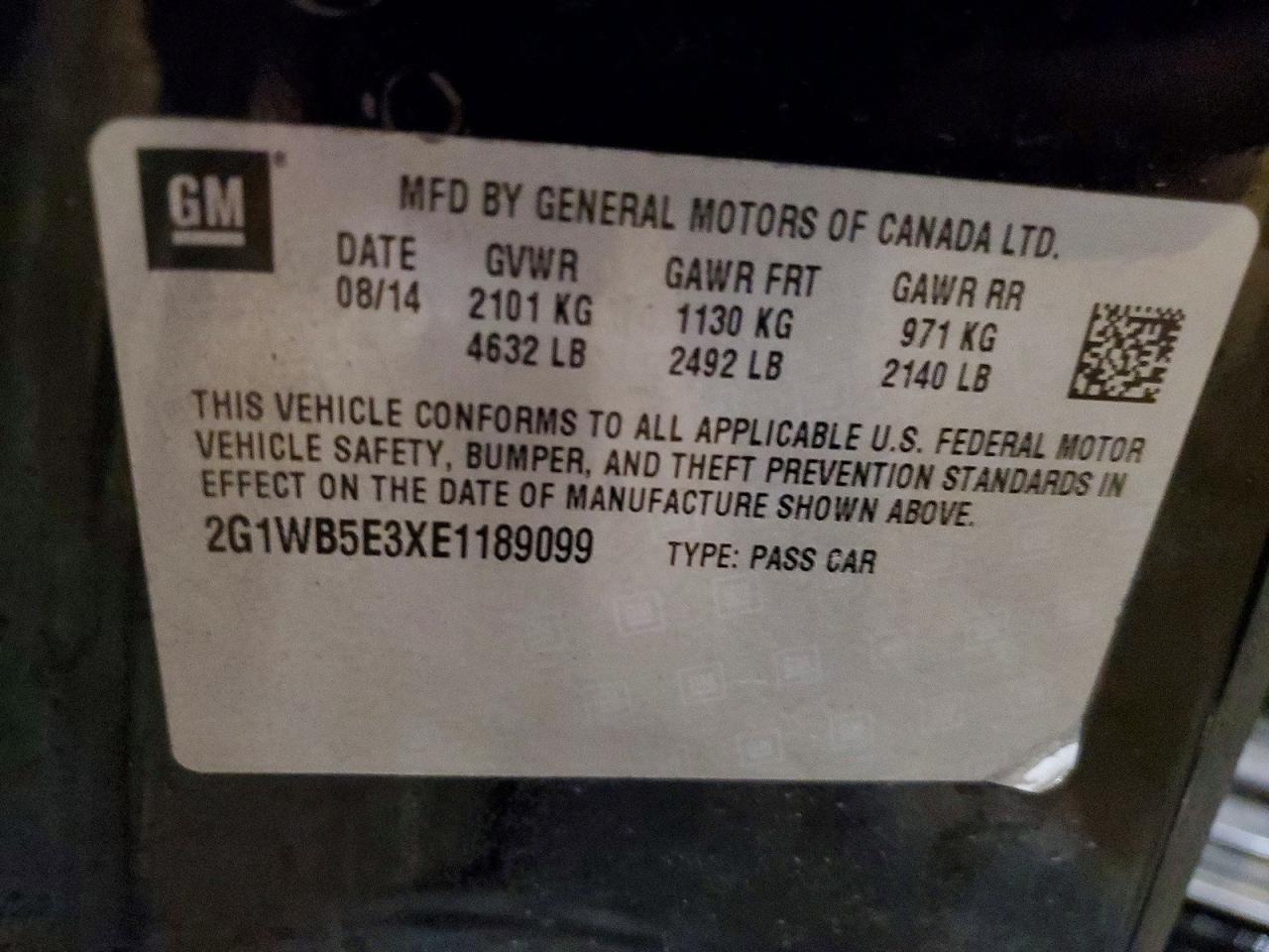 2014 Chevrolet Impala Limited Lt Черный vin: 2G1WB5E3XE1189099
