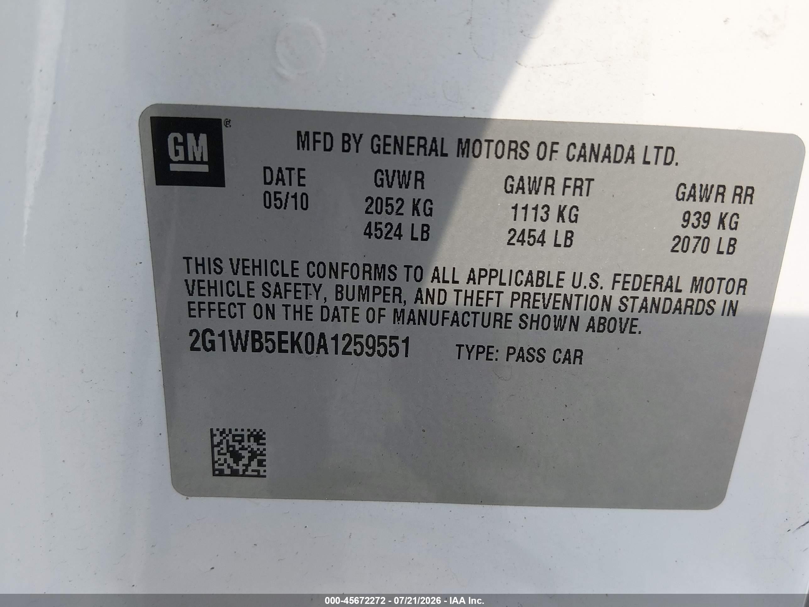 2010 Chevrolet Impala Lt White vin: 2G1WB5EK0A1259551