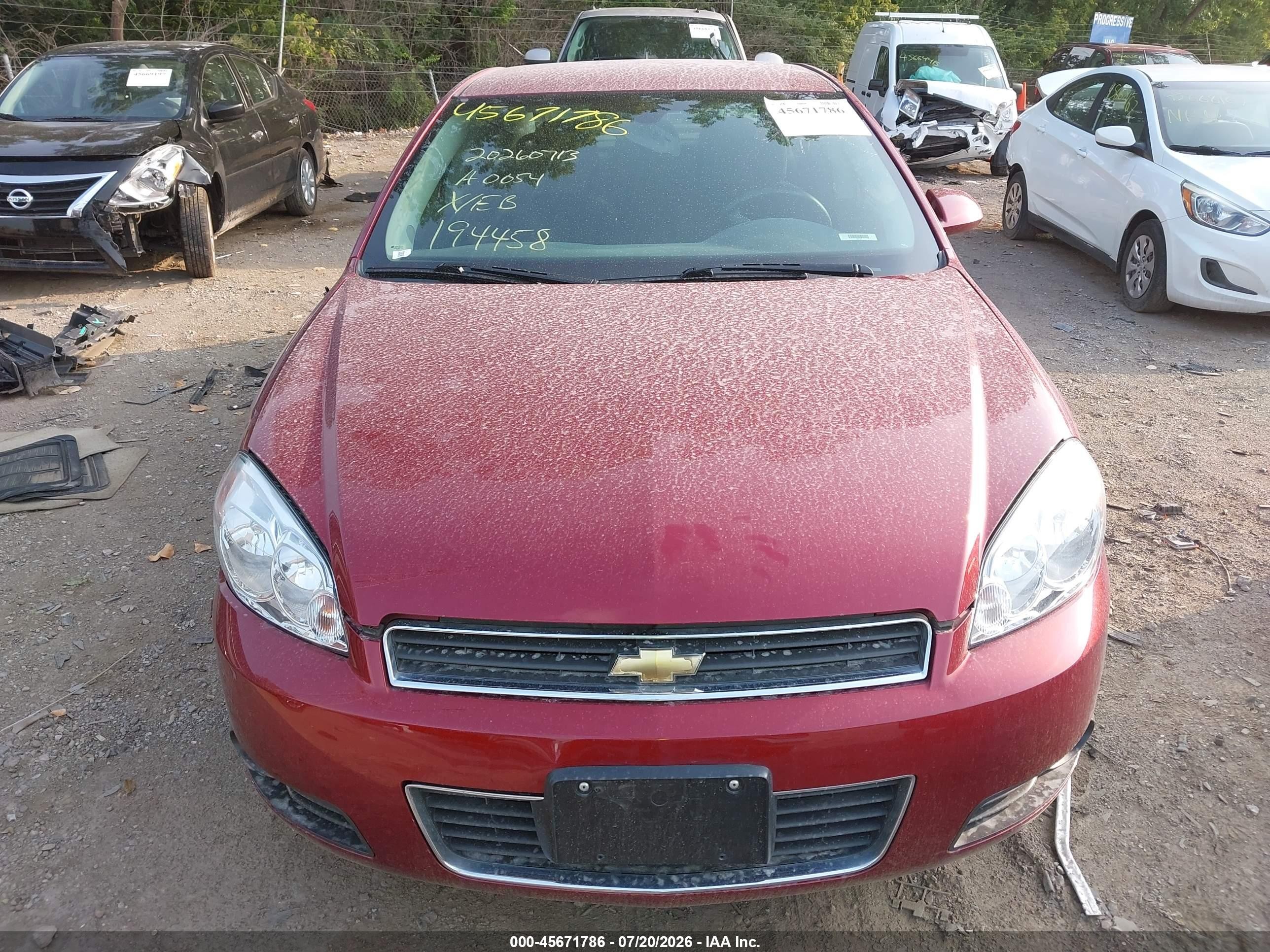 2011 Chevrolet Impala Lt Red vin: 2G1WB5EK0B1194458