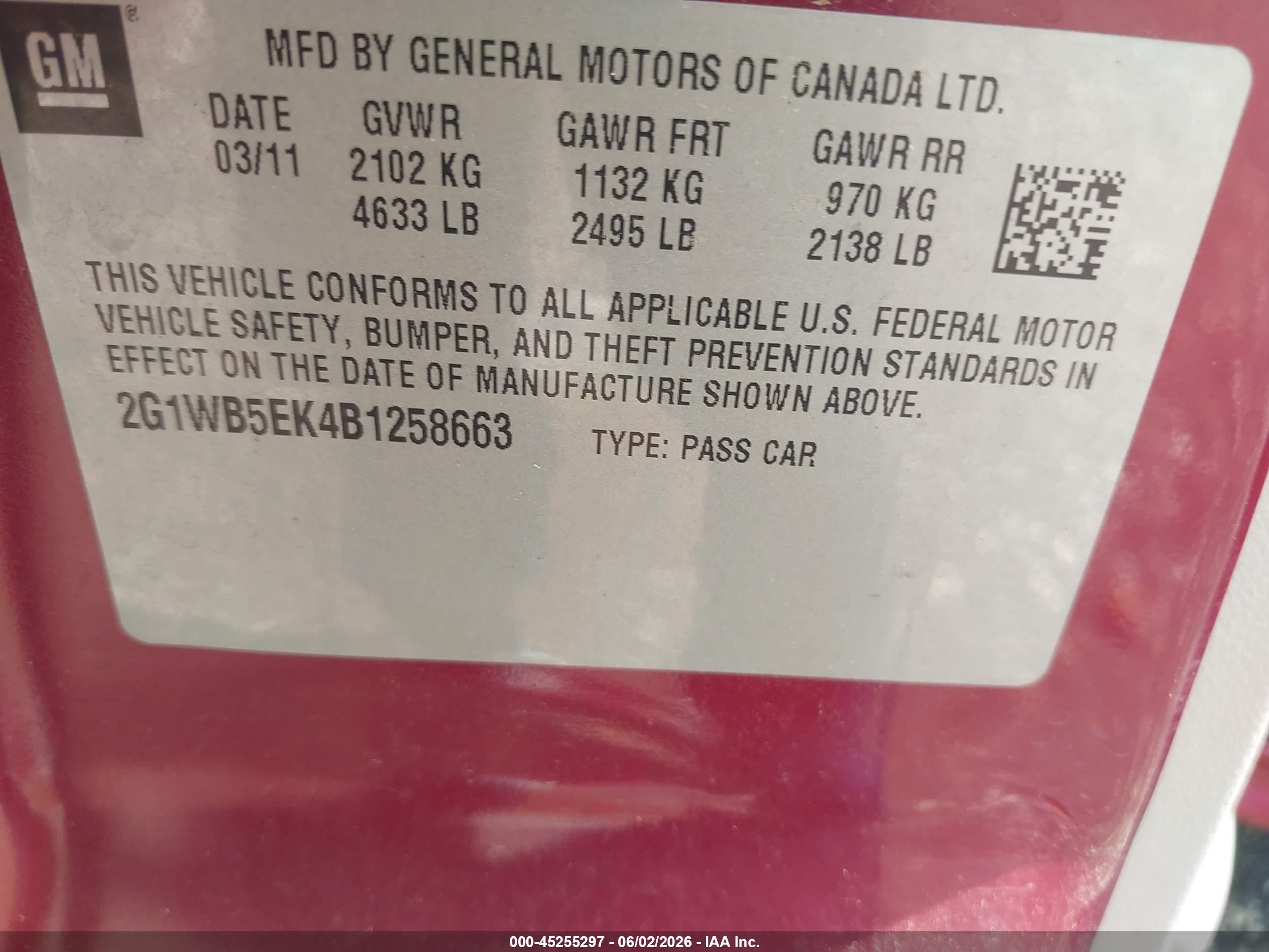 2011 Chevrolet Impala Lt Maroon vin: 2G1WB5EK4B1258663