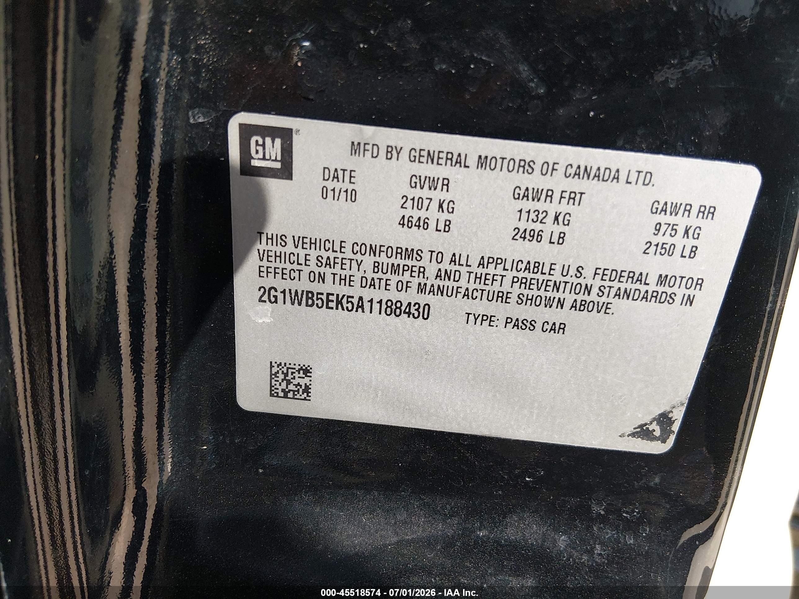 2010 Chevrolet Impala Lt Черный vin: 2G1WB5EK5A1188430
