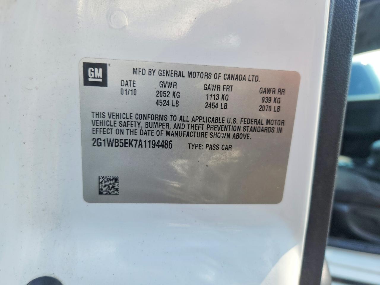 2010 Chevrolet Impala Lt White vin: 2G1WB5EK7A1194486