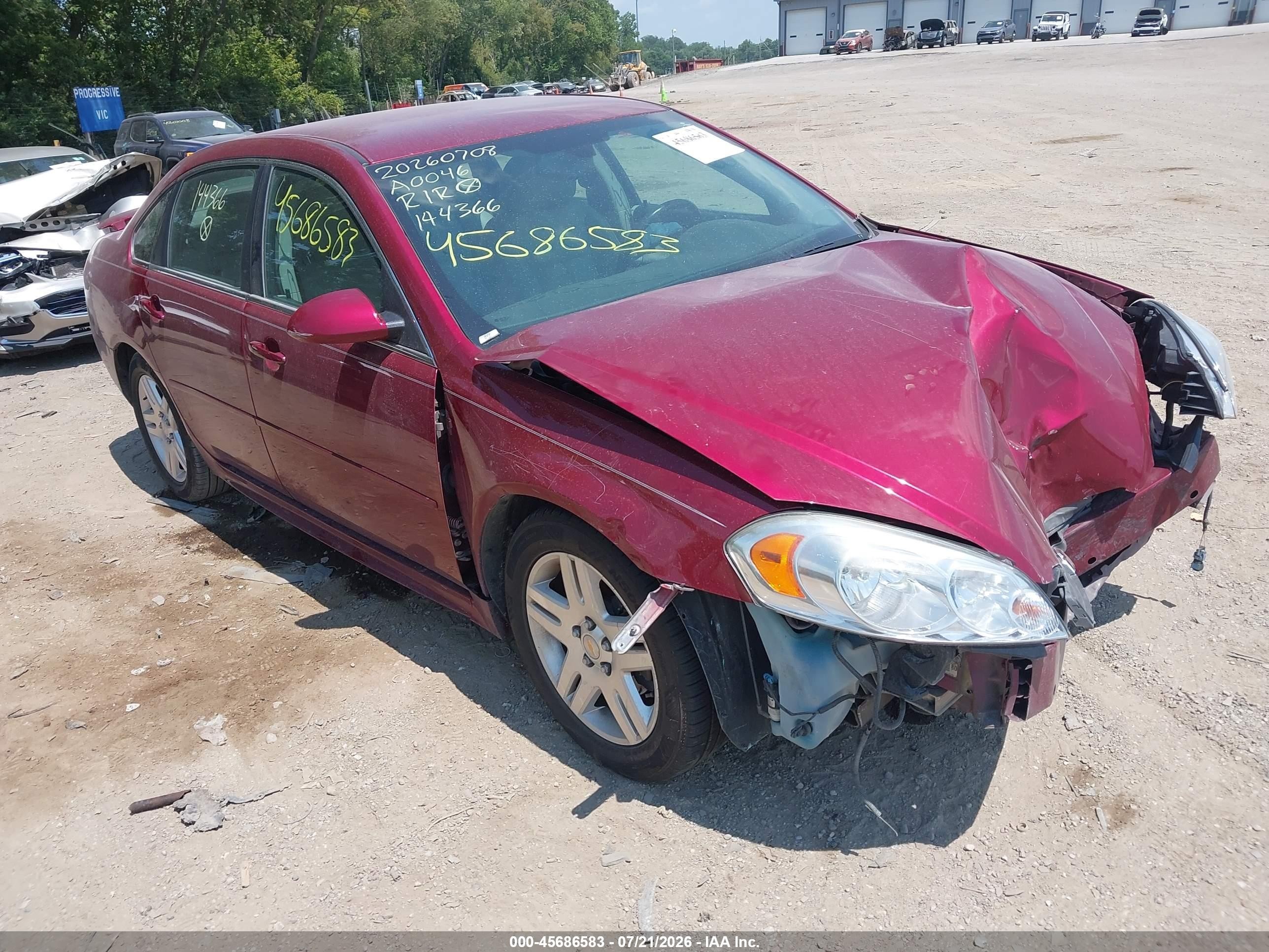 2011 Chevrolet Impala Lt Red vin: 2G1WB5EK9B1144366