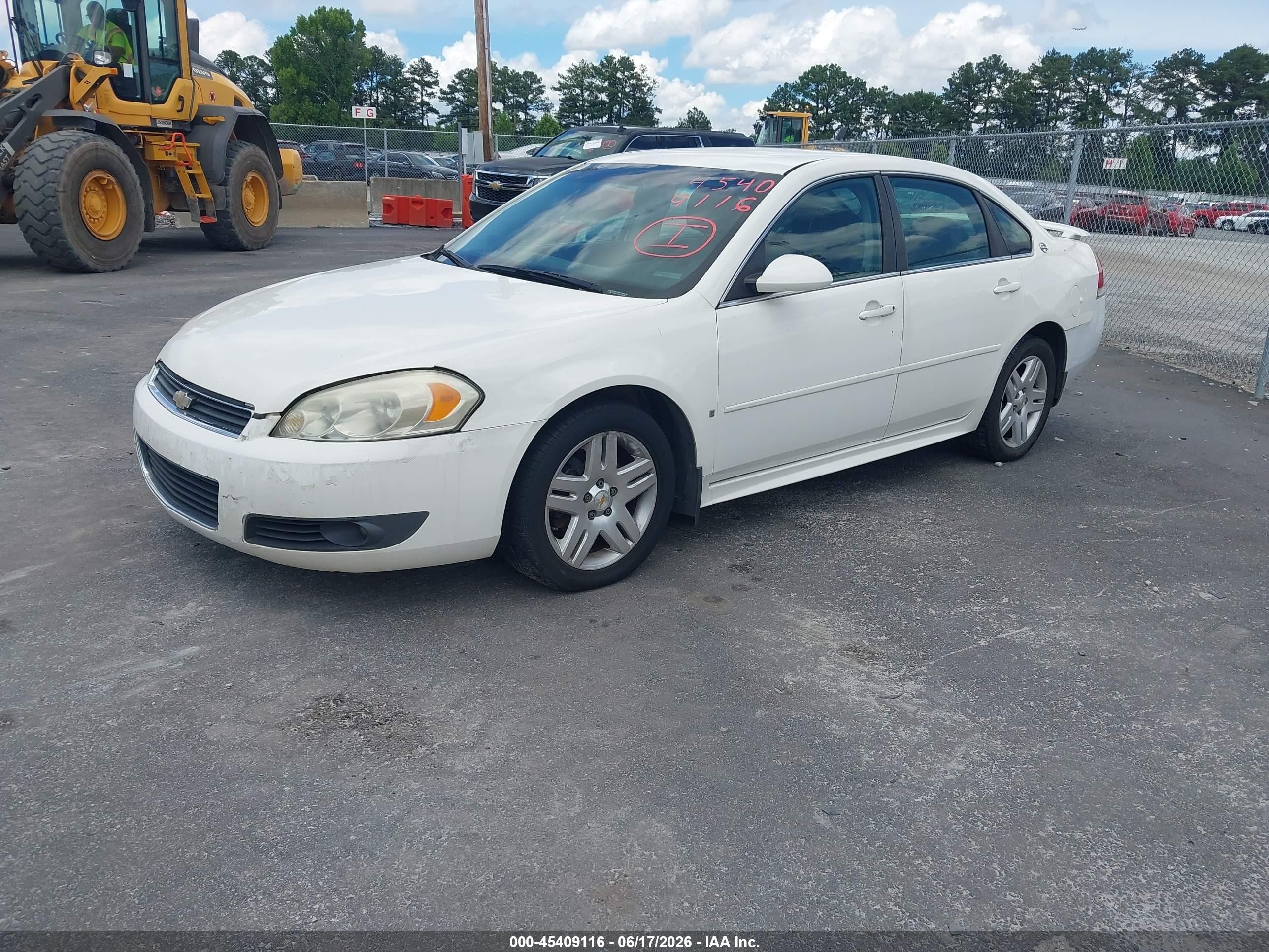 2009 Chevrolet Impala Lt White vin: 2G1WC57M591114478