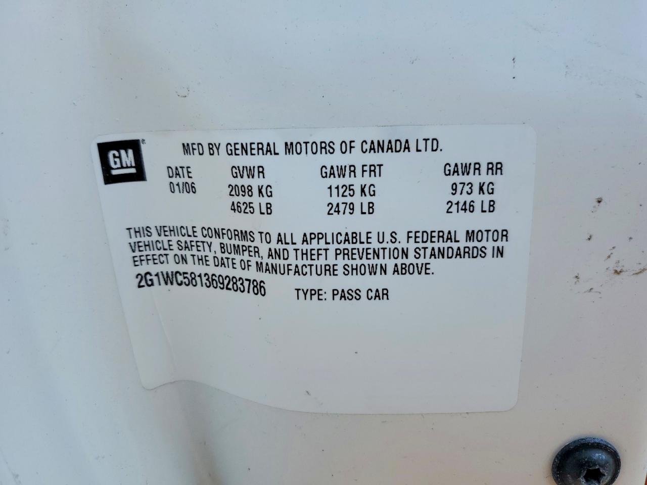 2006 Chevrolet Impala Lt Белый vin: 2G1WC581369283786