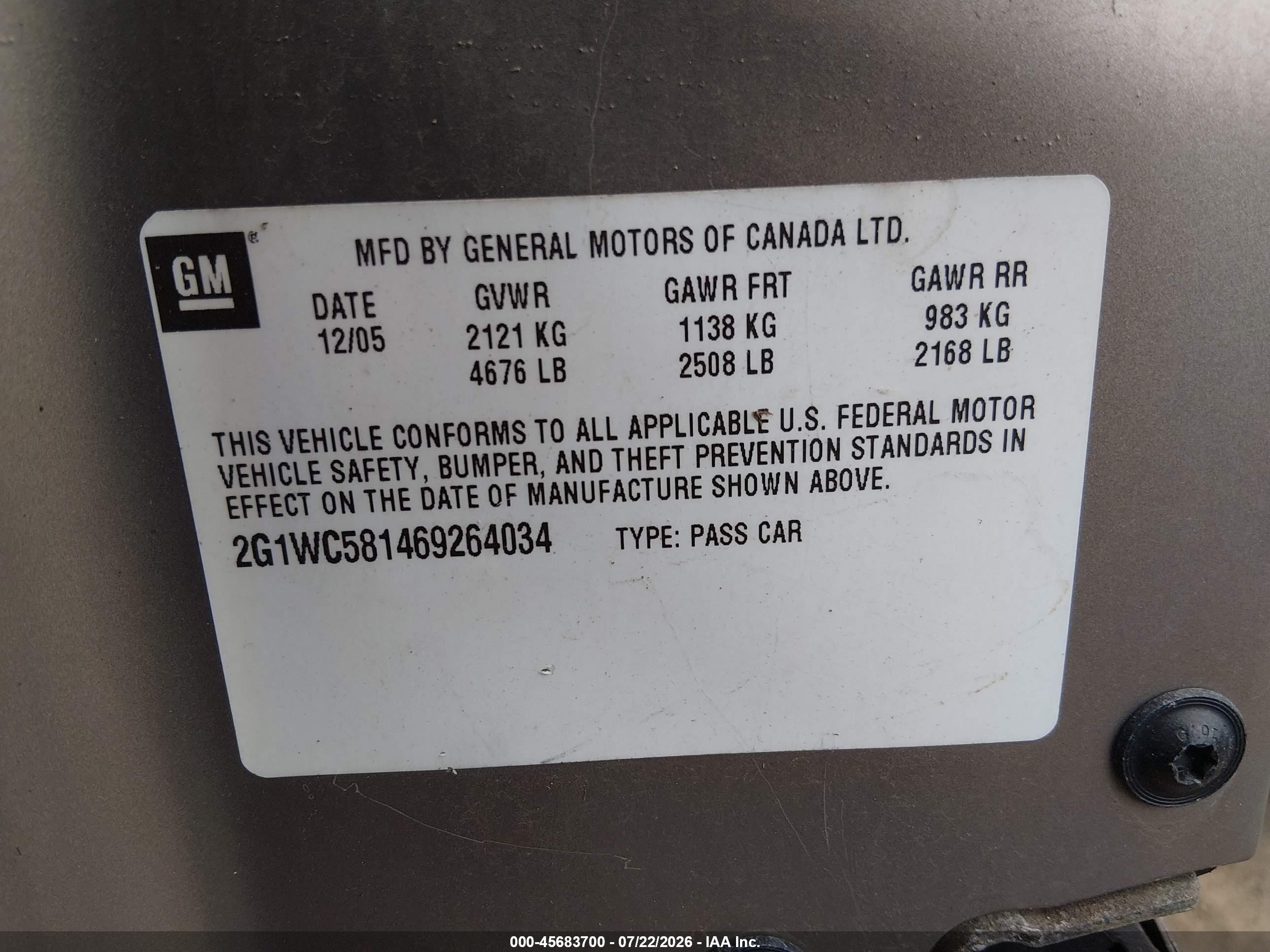 2006 Chevrolet Impala Lt Tan vin: 2G1WC581469264034