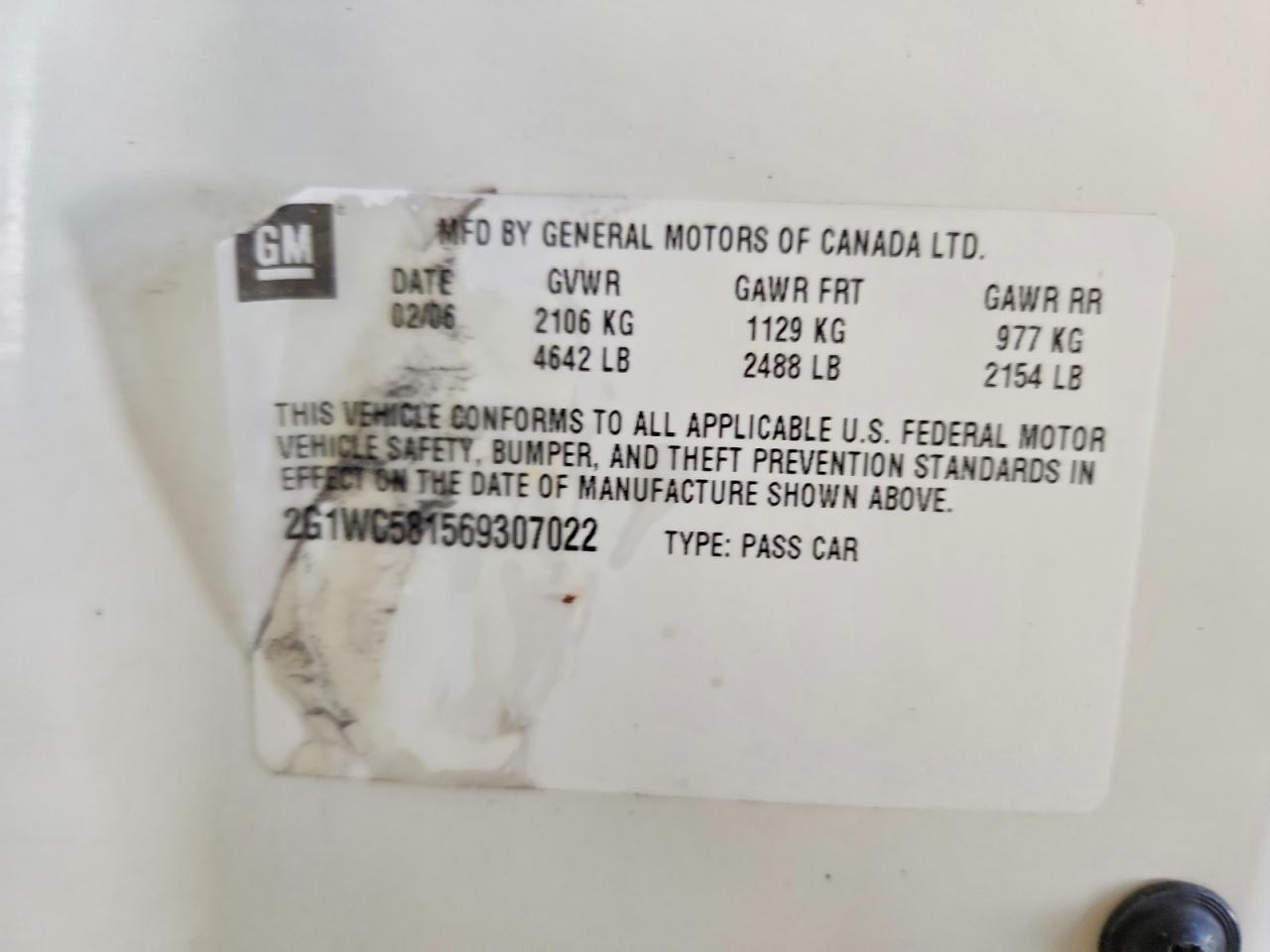 2006 Chevrolet Impala Lt White vin: 2G1WC581569307022