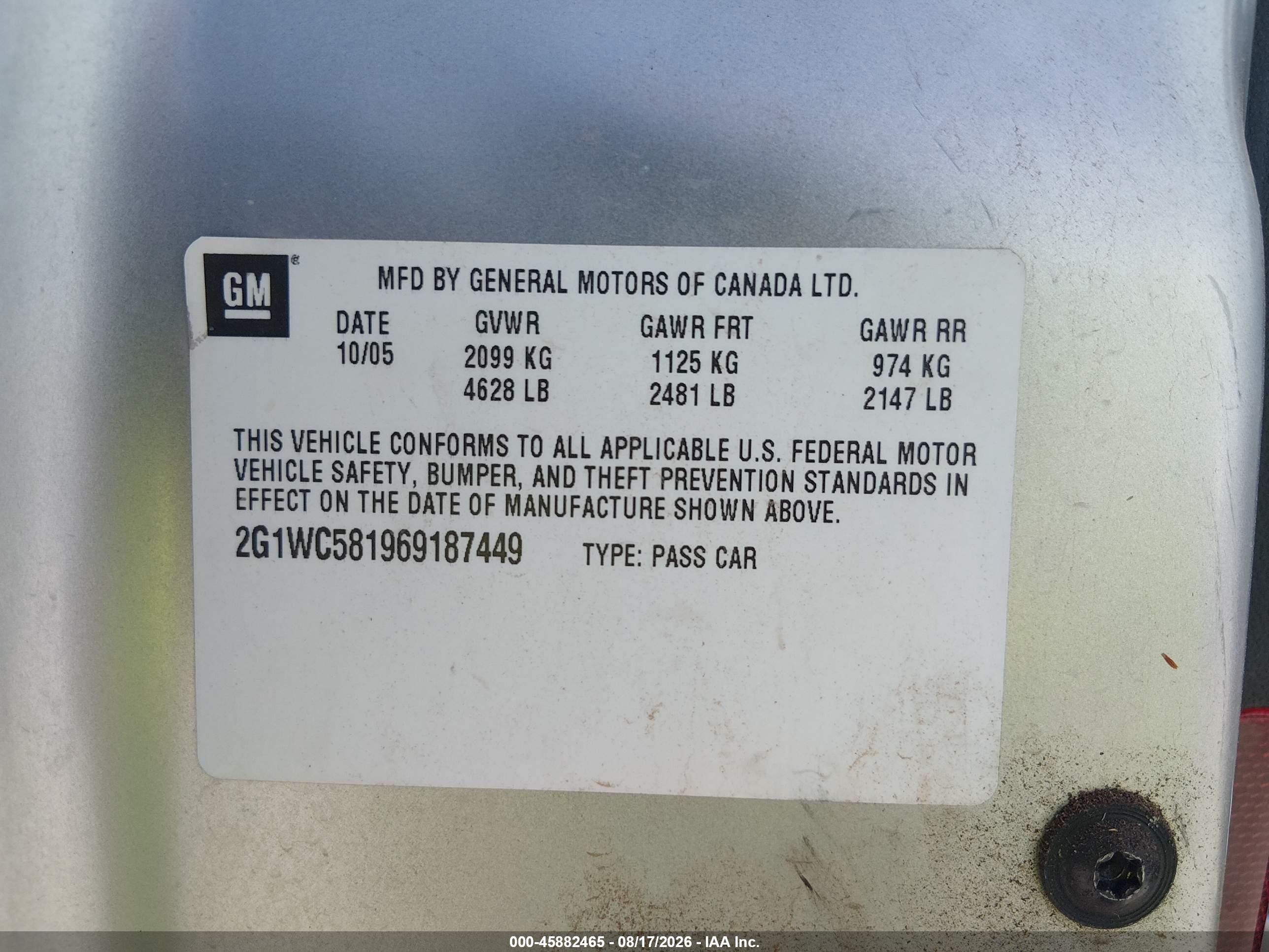 2006 Chevrolet Impala Lt Серебряный vin: 2G1WC581969187449