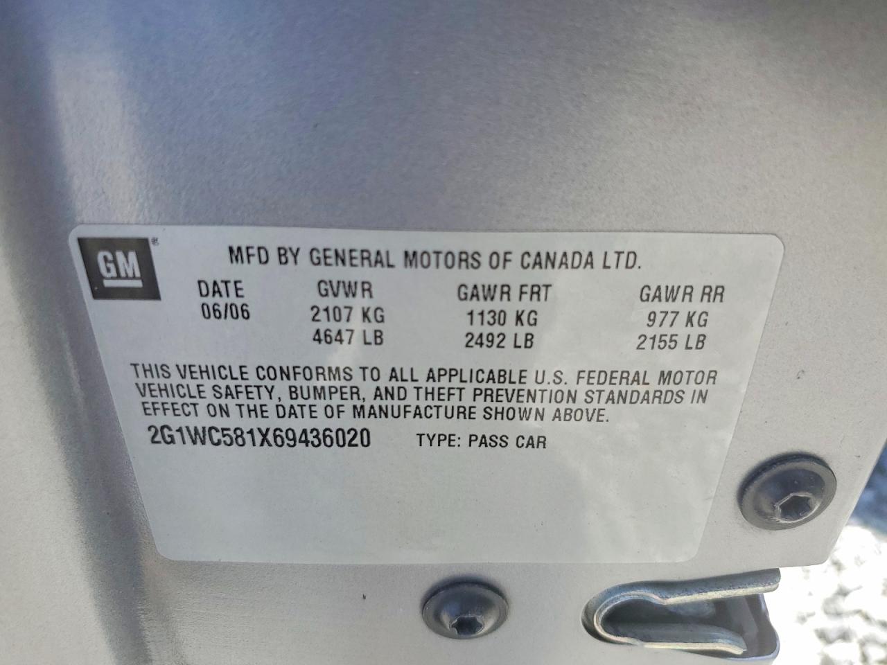 2006 Chevrolet Impala Lt Gray vin: 2G1WC581X69436020
