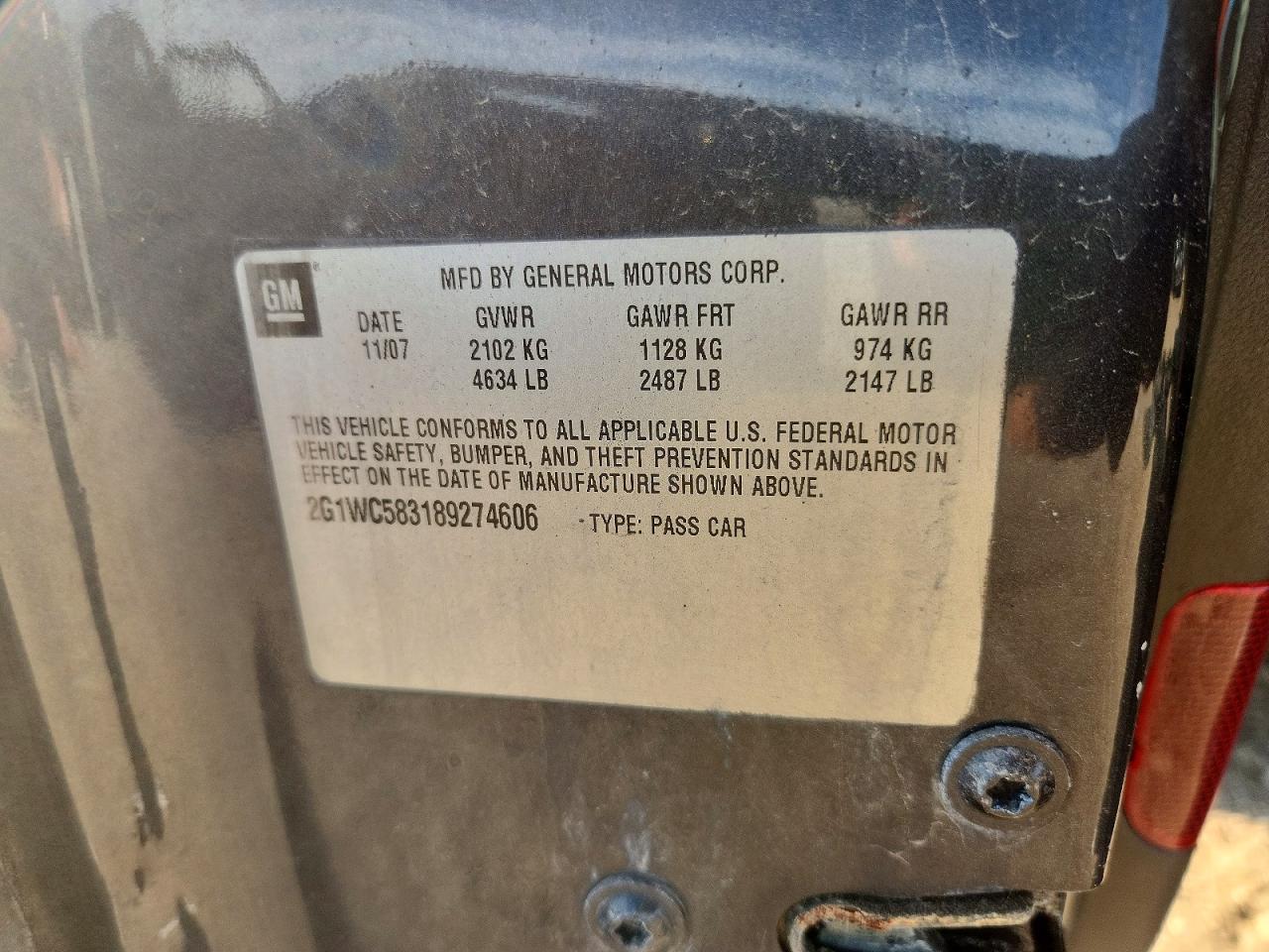 2008 Chevrolet Impala Lt Blue vin: 2G1WC583189274606