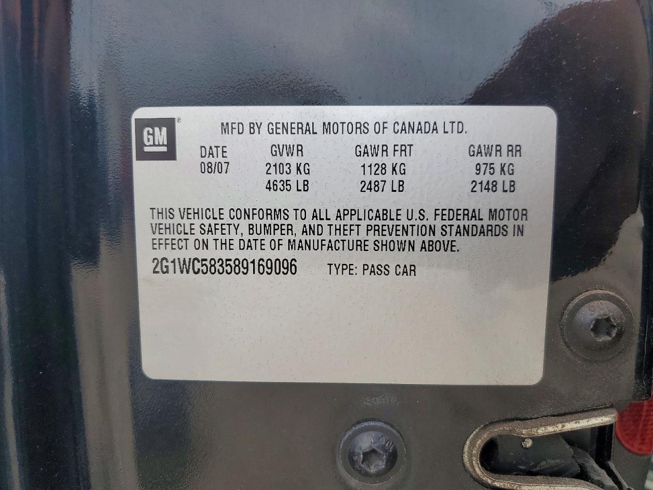 2008 Chevrolet Impala Lt Black vin: 2G1WC583589169096