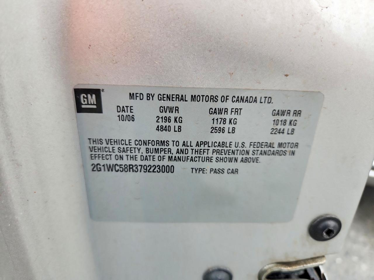 2007 Chevrolet Impala Lt Silver vin: 2G1WC58R379223000