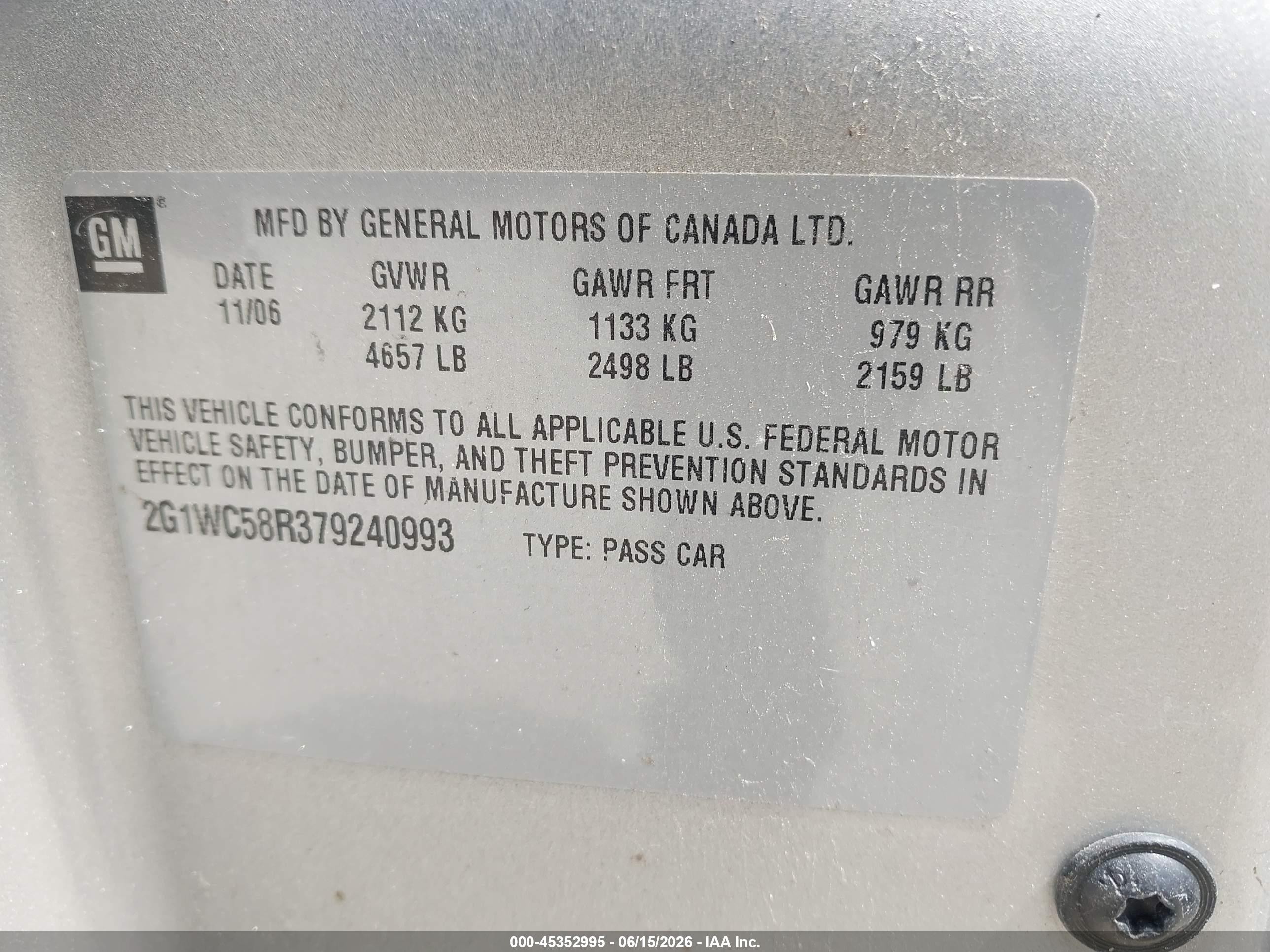 2007 Chevrolet Impala 3.9l Lt Silver vin: 2G1WC58R379240993