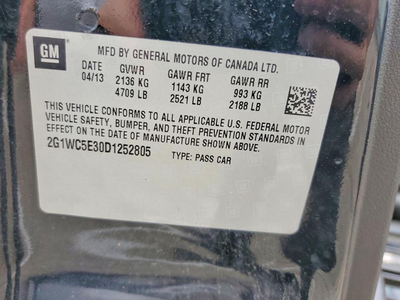 2013 Chevrolet Impala Ltz Black vin: 2G1WC5E30D1252805