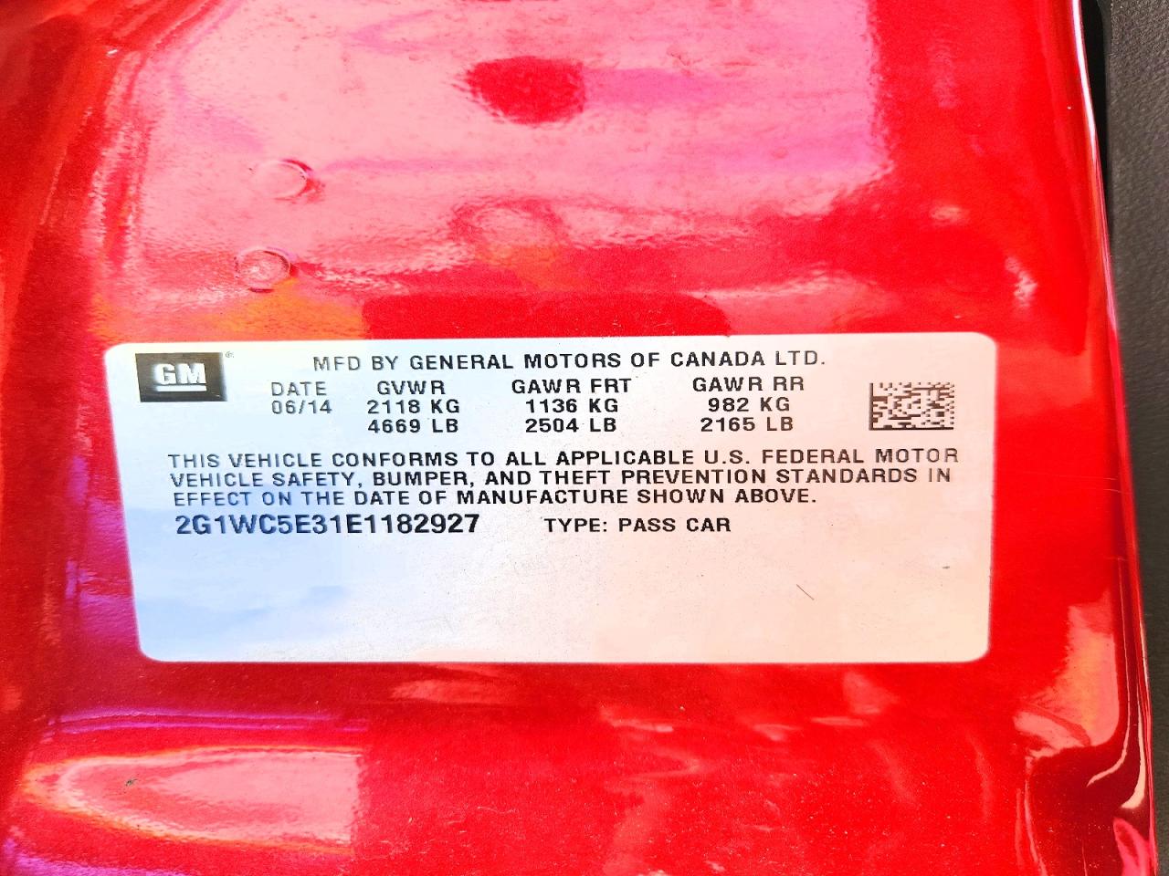 2014 Chevrolet Impala Limited Ltz Red vin: 2G1WC5E31E1182927