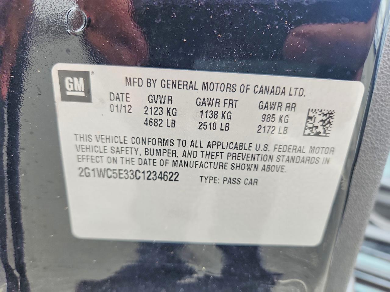 2012 Chevrolet Impala Ltz Black vin: 2G1WC5E33C1234622