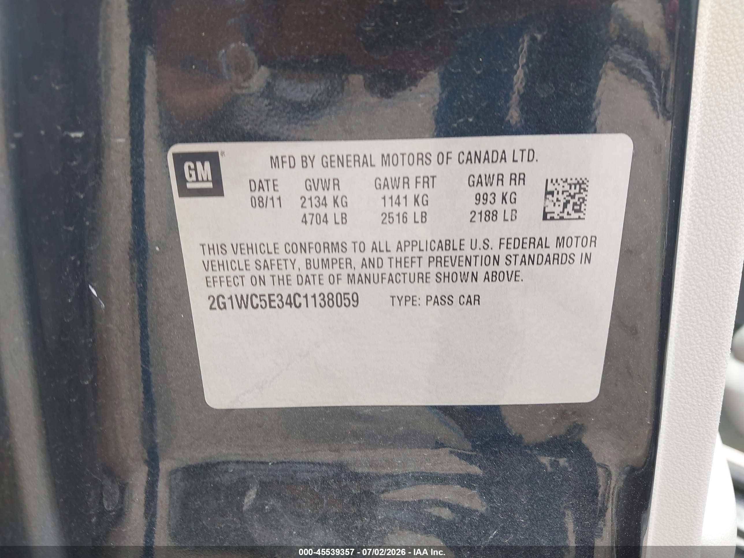 2012 Chevrolet Impala Ltz Black vin: 2G1WC5E34C1138059