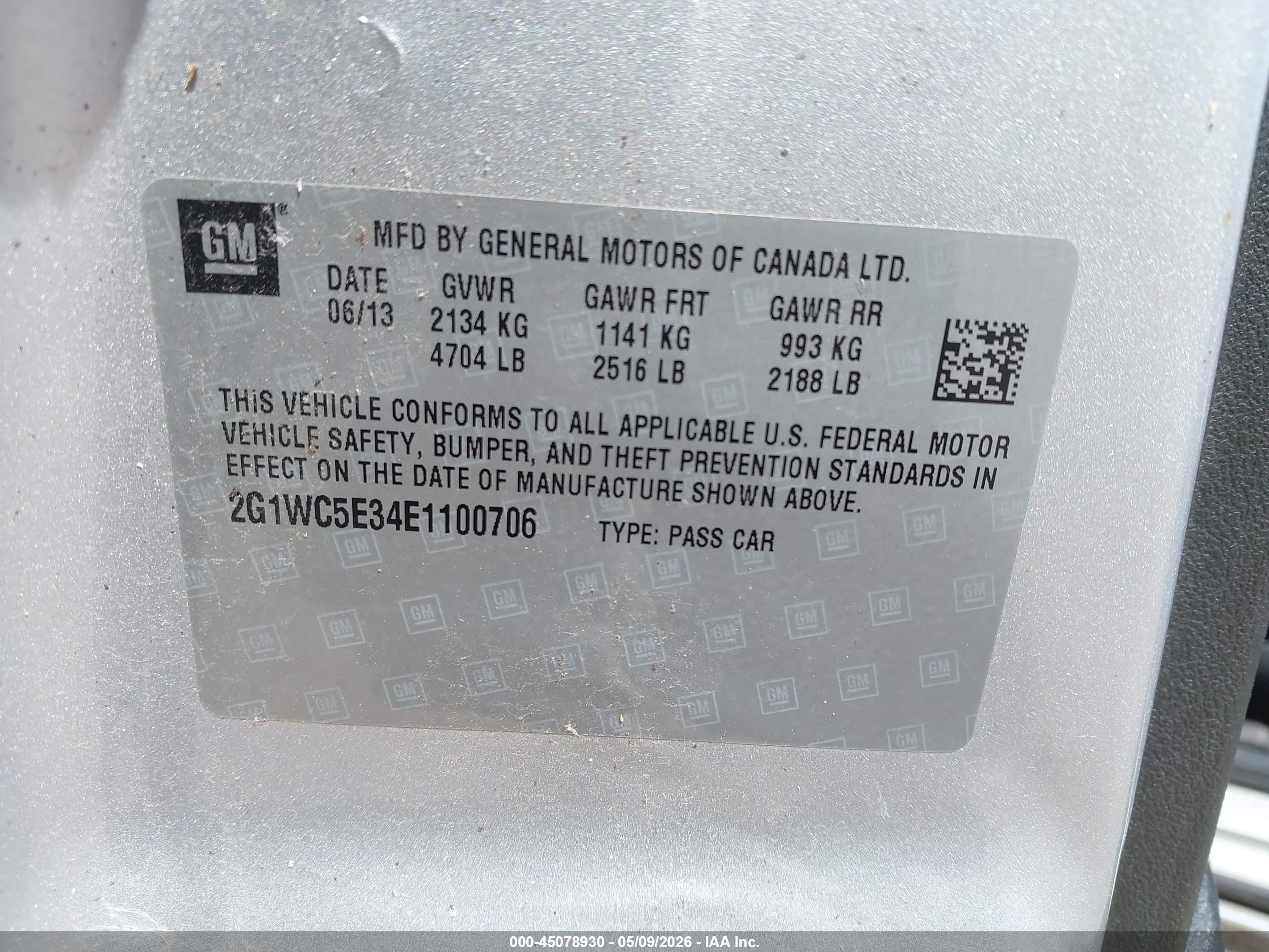 2014 Chevrolet Impala Limited Ltz Silver vin: 2G1WC5E34E1100706