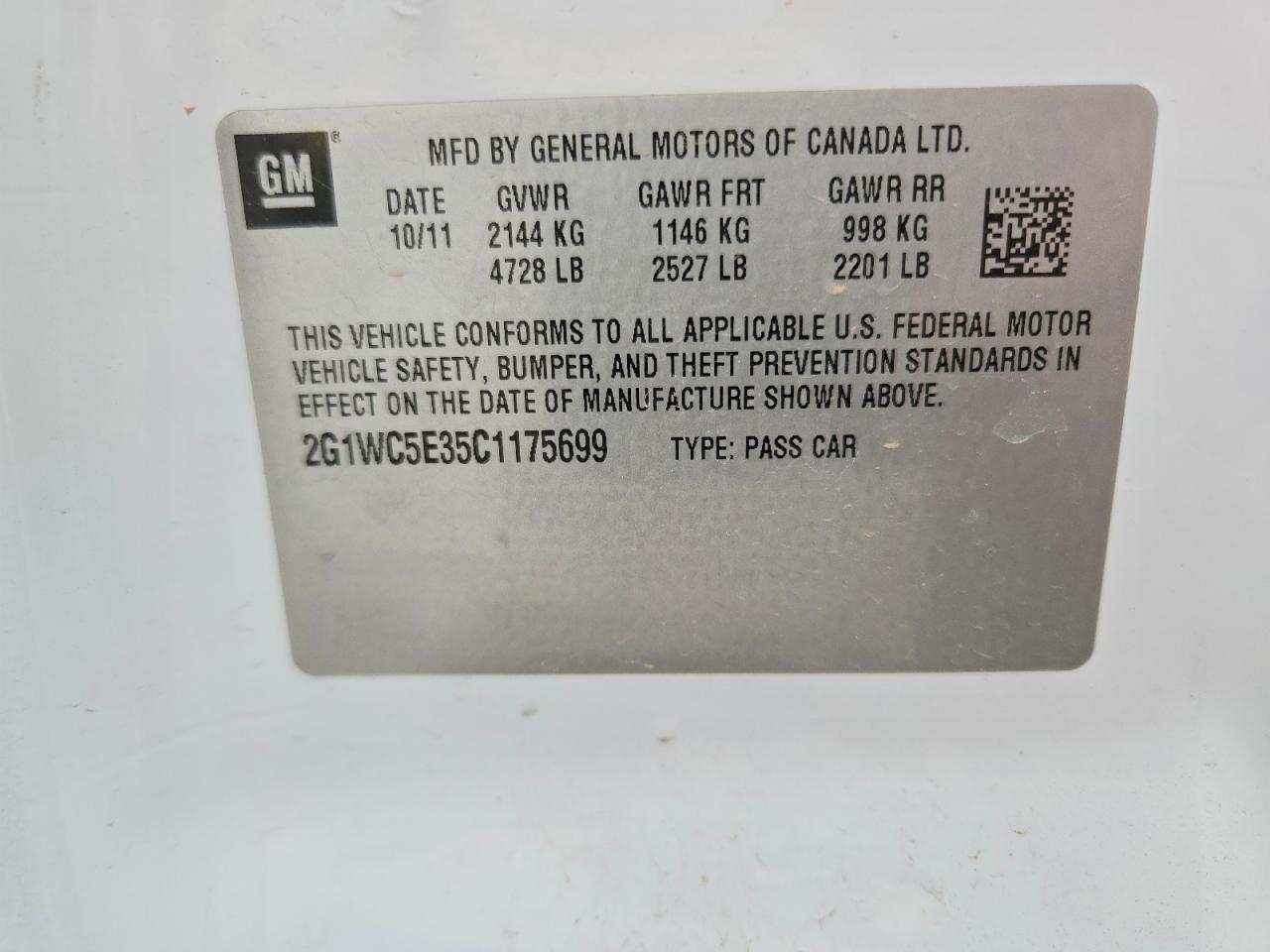 2012 Chevrolet Impala Ltz Белый vin: 2G1WC5E35C1175699