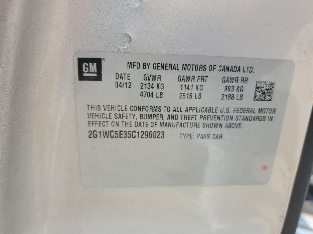 2012 Chevrolet Impala Ltz Tan vin: 2G1WC5E35C1296023