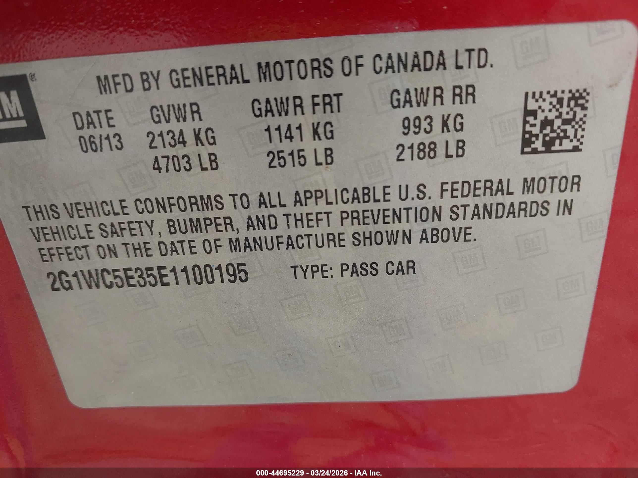 2014 Chevrolet Impala Limited Ltz Red vin: 2G1WC5E35E1100195