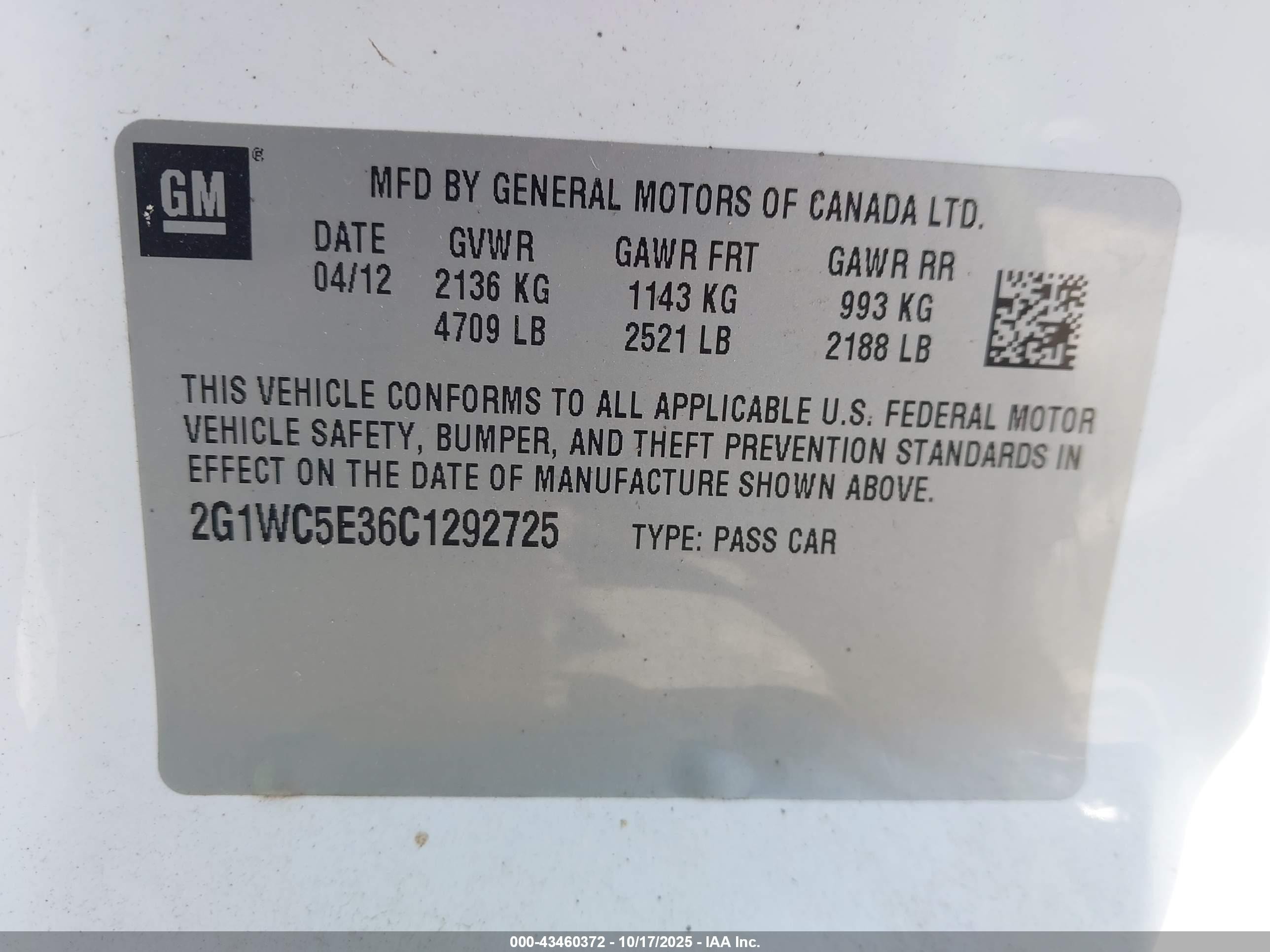2012 Chevrolet Impala Ltz White vin: 2G1WC5E36C1292725