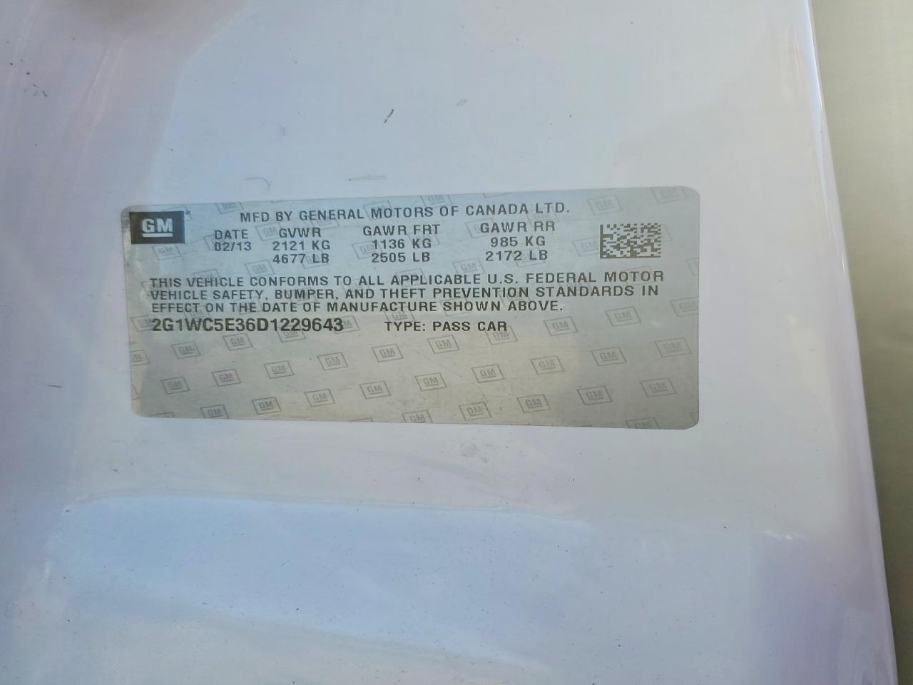 2013 Chevrolet Impala Ltz White vin: 2G1WC5E36D1229643