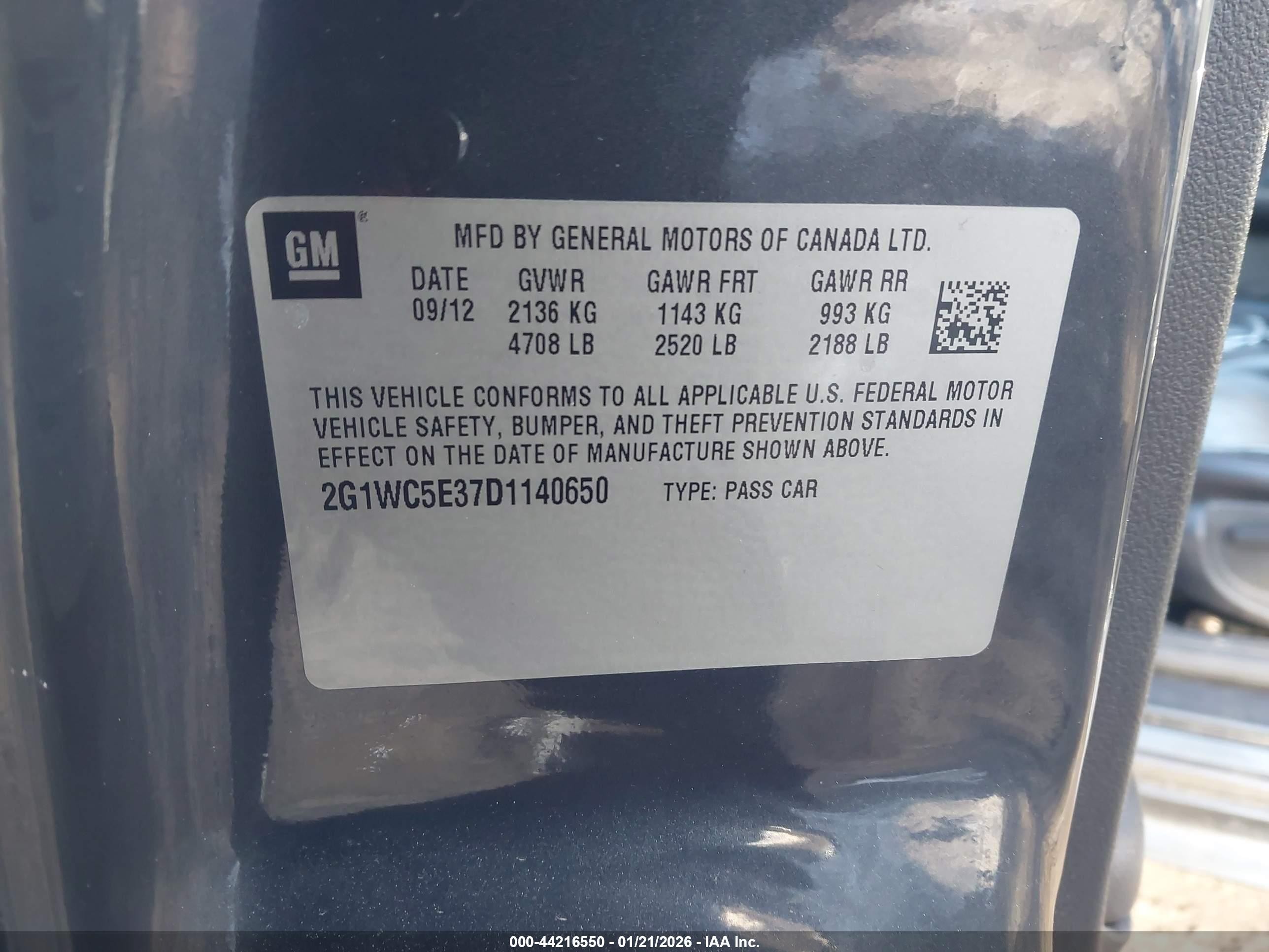 2013 Chevrolet Impala Ltz Черный vin: 2G1WC5E37D1140650